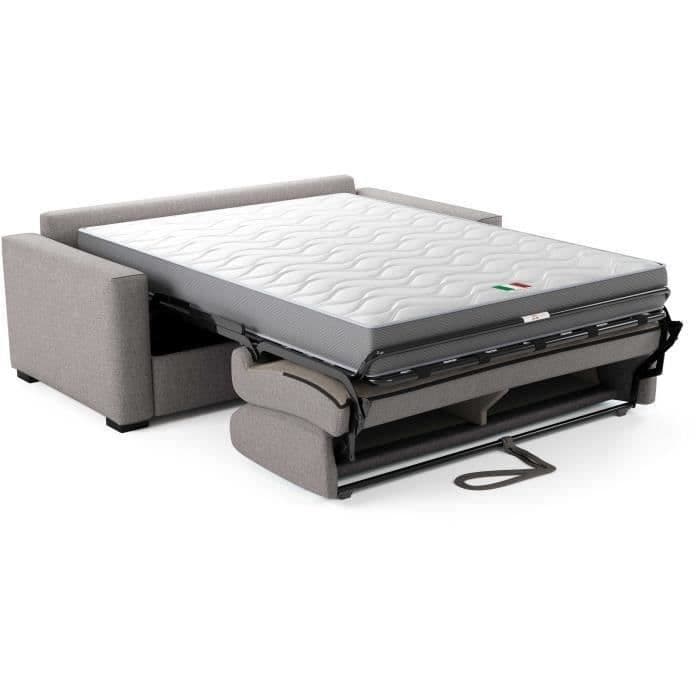 Canapé convertible express JOHN - 3 places - Tissu gris - 190 x 100 x 87 cm