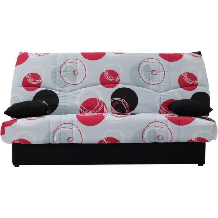 Canapé convertible clic clac 3 places - Tissu motif Planete gris - L 190 x P 92 cm - DREAM - Style Contemporain