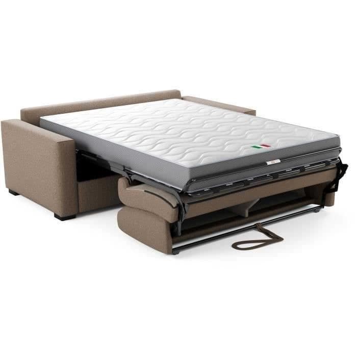 Canapé convertible express JOHN - 3 places - Tissu beige - 190 x 100 x 87 cm