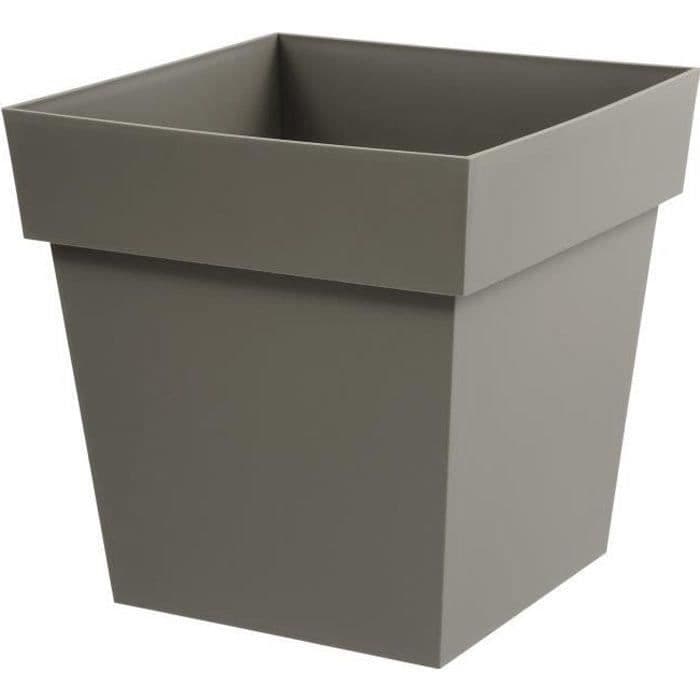 Pot de fleur carré - Toscane - EDA - 39 x 39 x H. 39 cm - Intérieur / Extérieur - 38L - Taupe