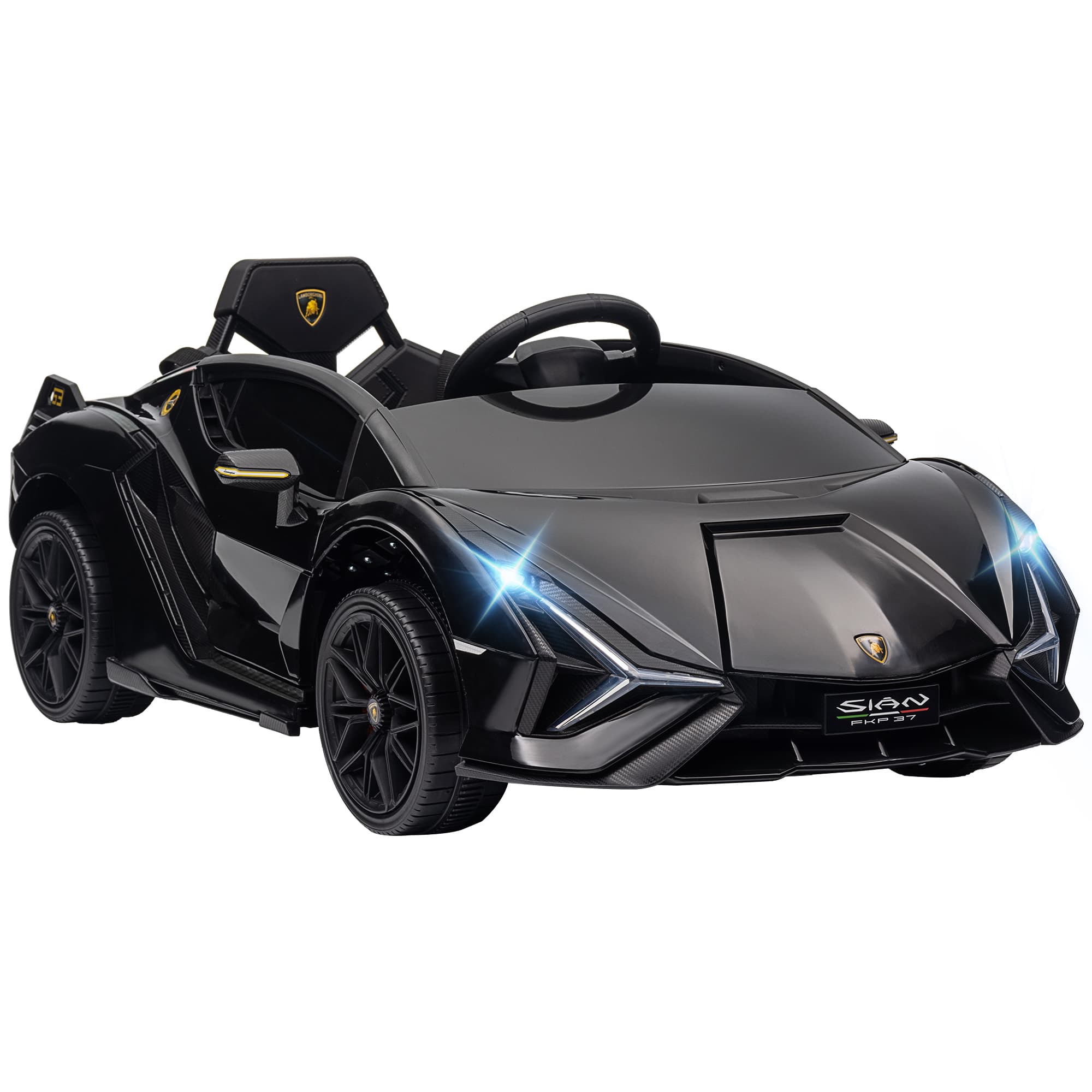 HOMCOM Voiture Électrique pour Enfants 3-5 Ans Lamborghini 12V avec Télécommande et Vitesse 3-5km/h, Noir