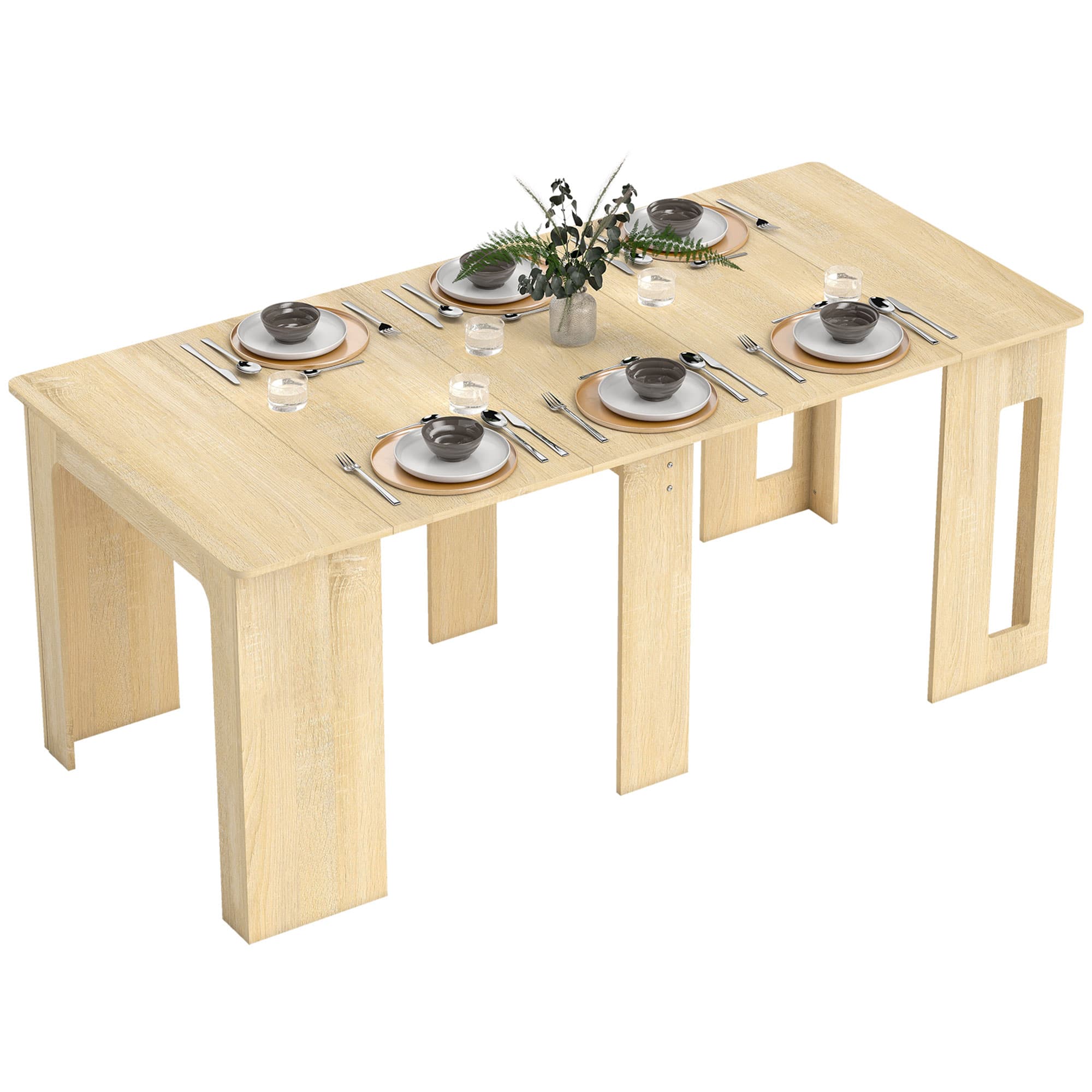 HOMCOM Table à manger, Table rabattable, table de cuisine extensible, table à manger, panneaux de particules, 60-180 x 85 x 75 cm, bois naturel