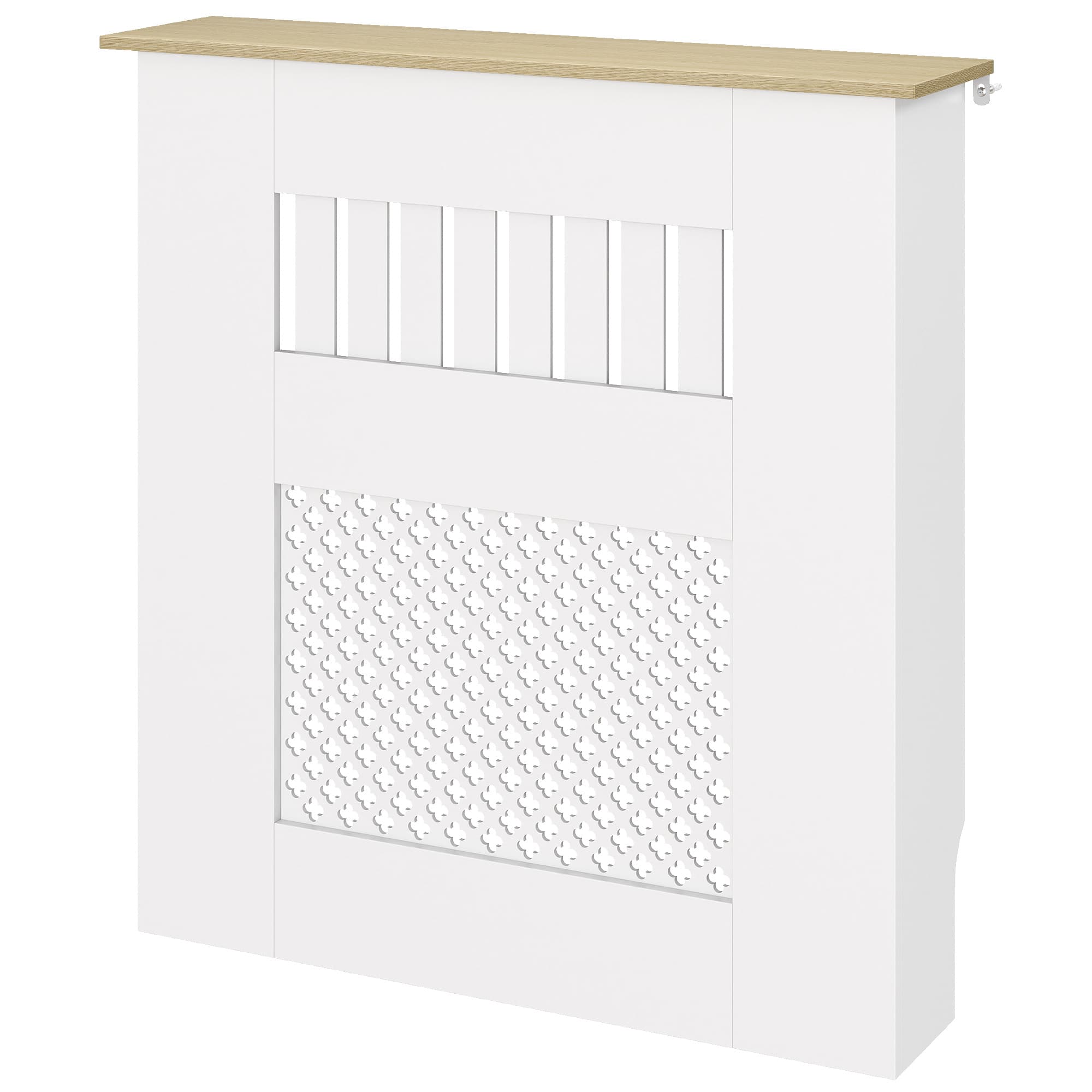 HOMCOM Cache-Radiateurs 78x19x81 cm Couverture pour Radiateur Design Moderne en Lattes et Nid d'Abeille Blanc