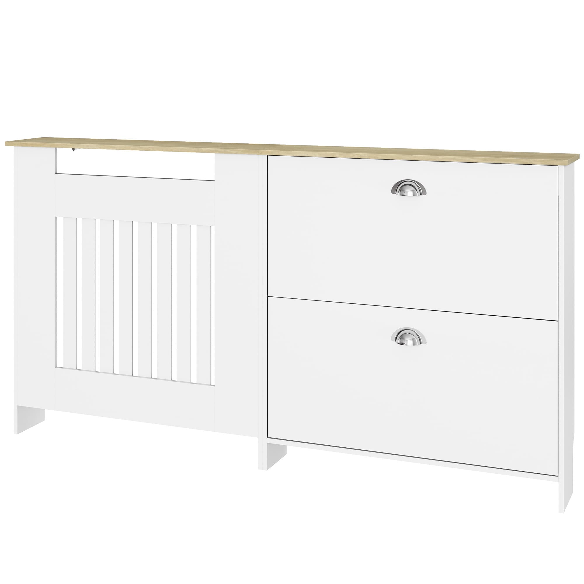 HOMCOM Cache Radiateur avec Meuble à Chaussures 152x19x81 cm Blanc