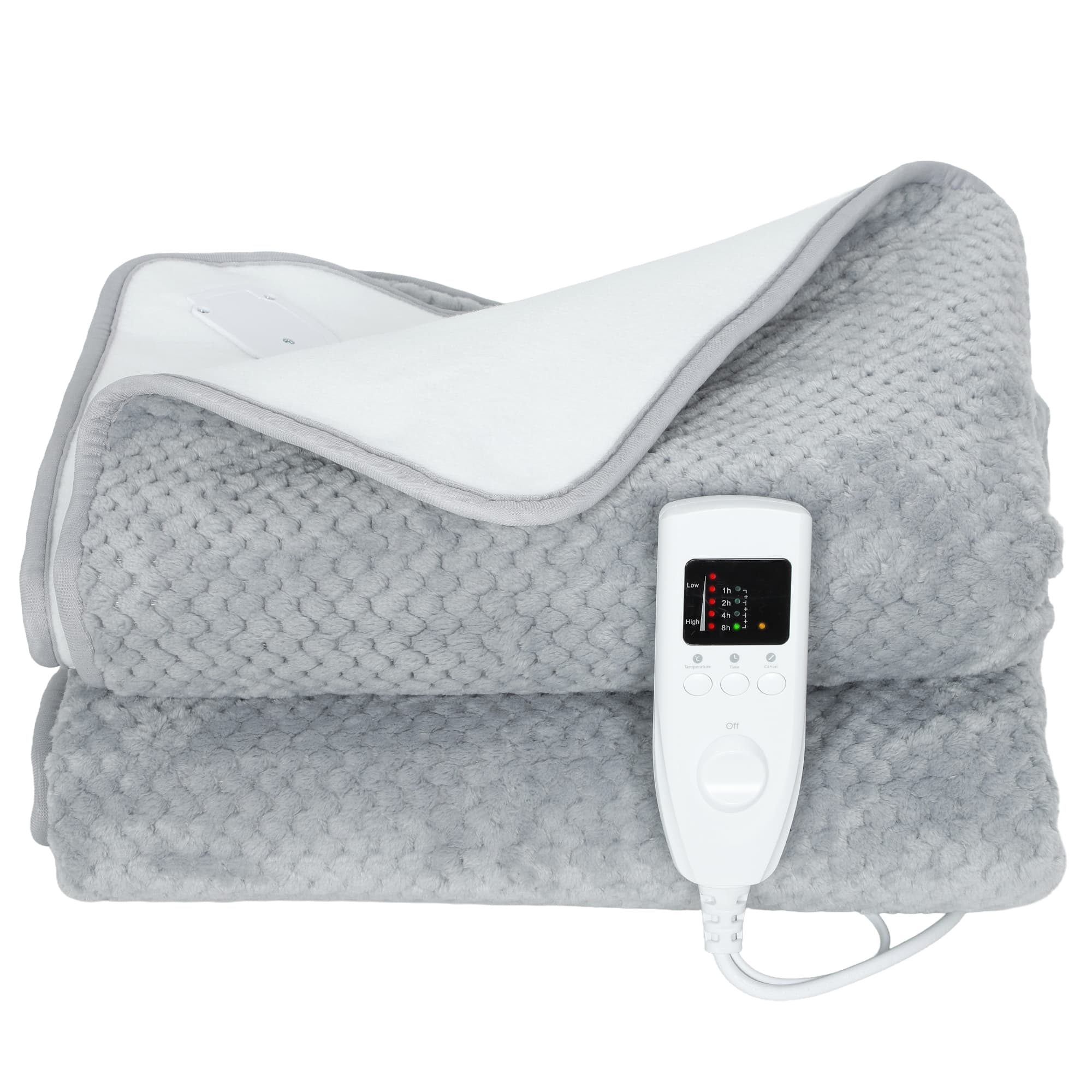 HOMCOM Couverture Électrique 160x140 cm avec 5 Niveaux de Chaleur et 2 Télécommandes, en Polaire et Polyester Gris