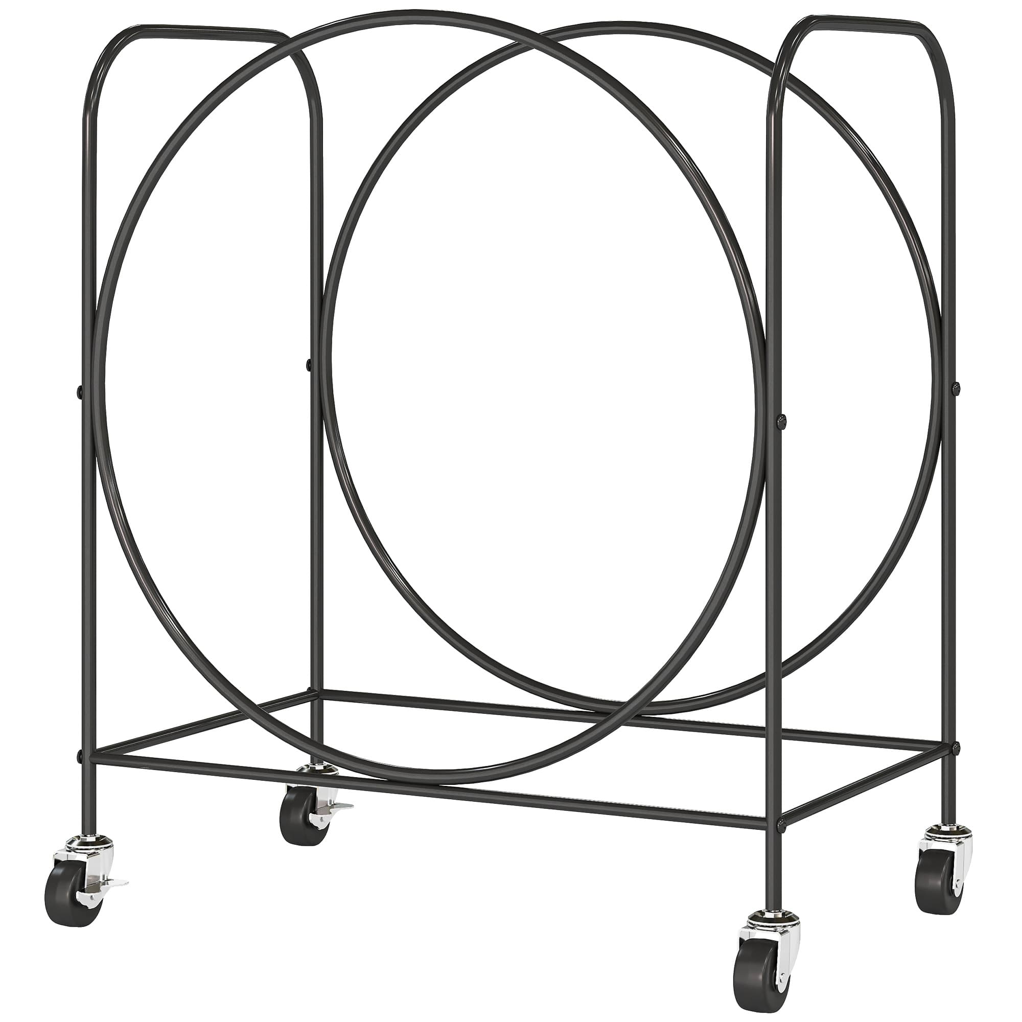 Outsunny Porte-bûches Extérieur Métallique pour Cheminée avec Roues pour Intérieur et Extérieur 51x30x60 cm Noir