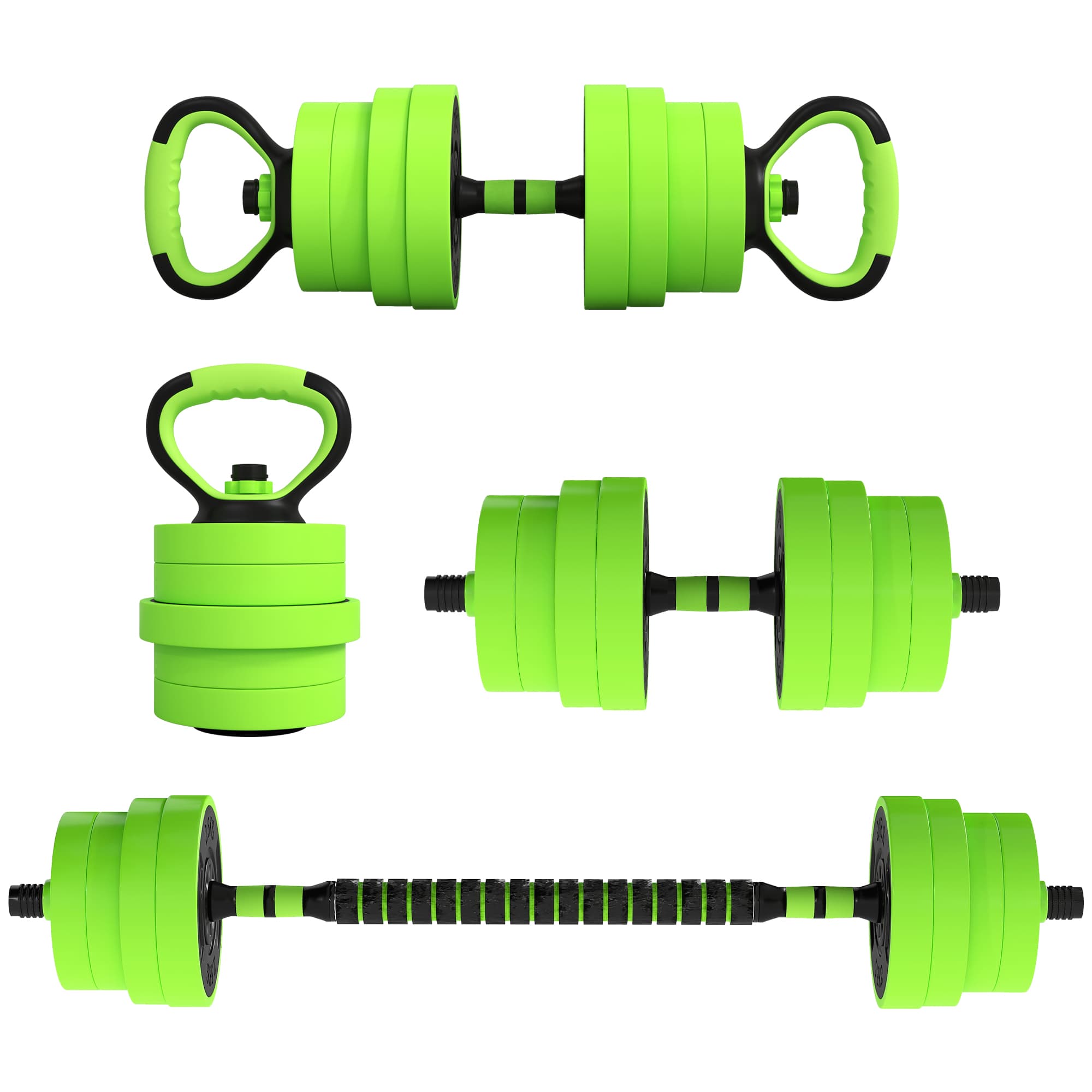 SPORTNOW Ensemble d'Haltères Ajustables 30 kg 4 en 1 comme Kettlebell Barre Haltères Support pour Pompes pour Gym à Domicile