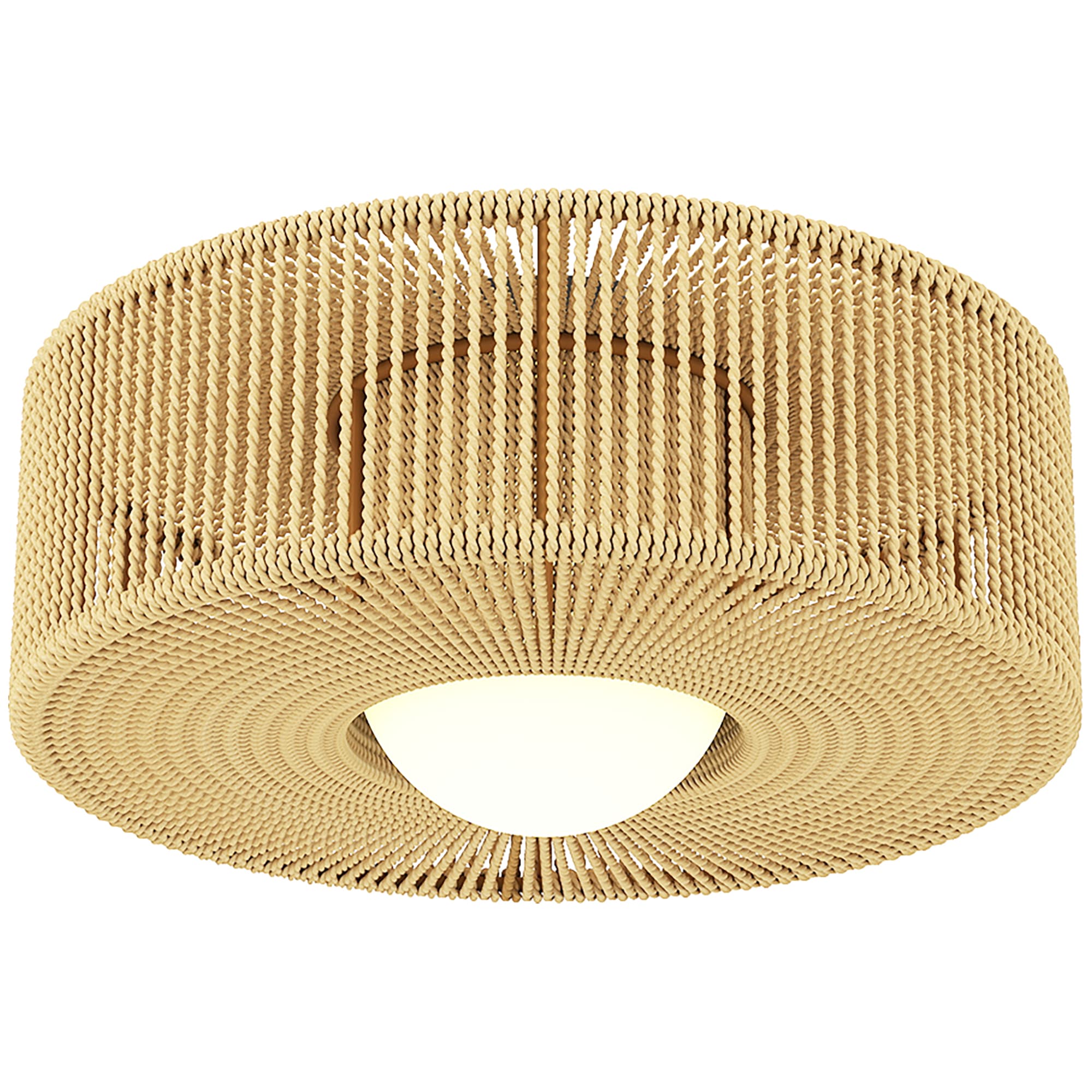 HOMCOM Plafonnier LED style bohème 20 W 3000 K avec abat‐jour en corde de lin — Marron