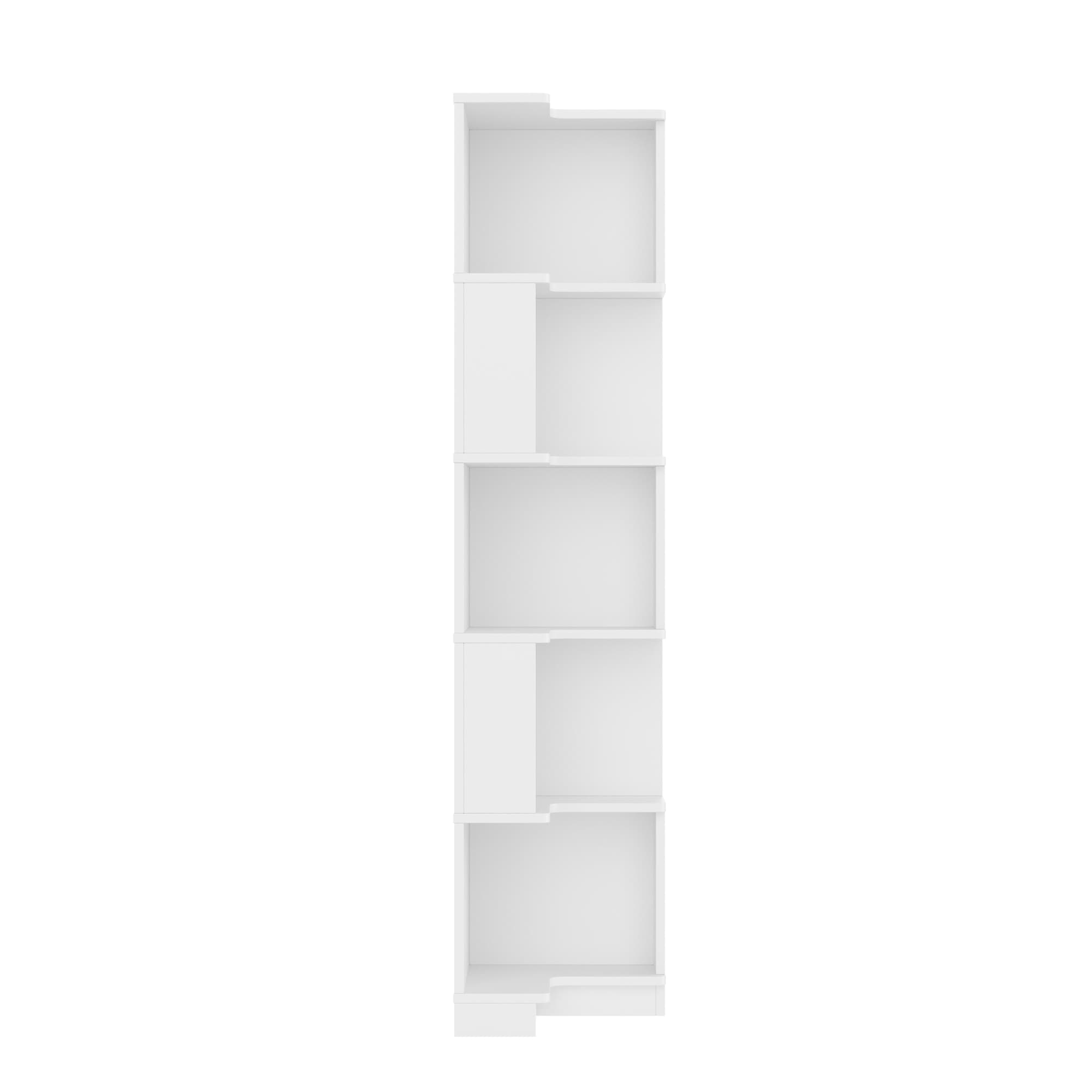 Étagère d'angle avec bande lumineuse LED à changement de couleur, design en L, espace de rangement à cinq niveaux, 63,5x45x175 cm, Blanc