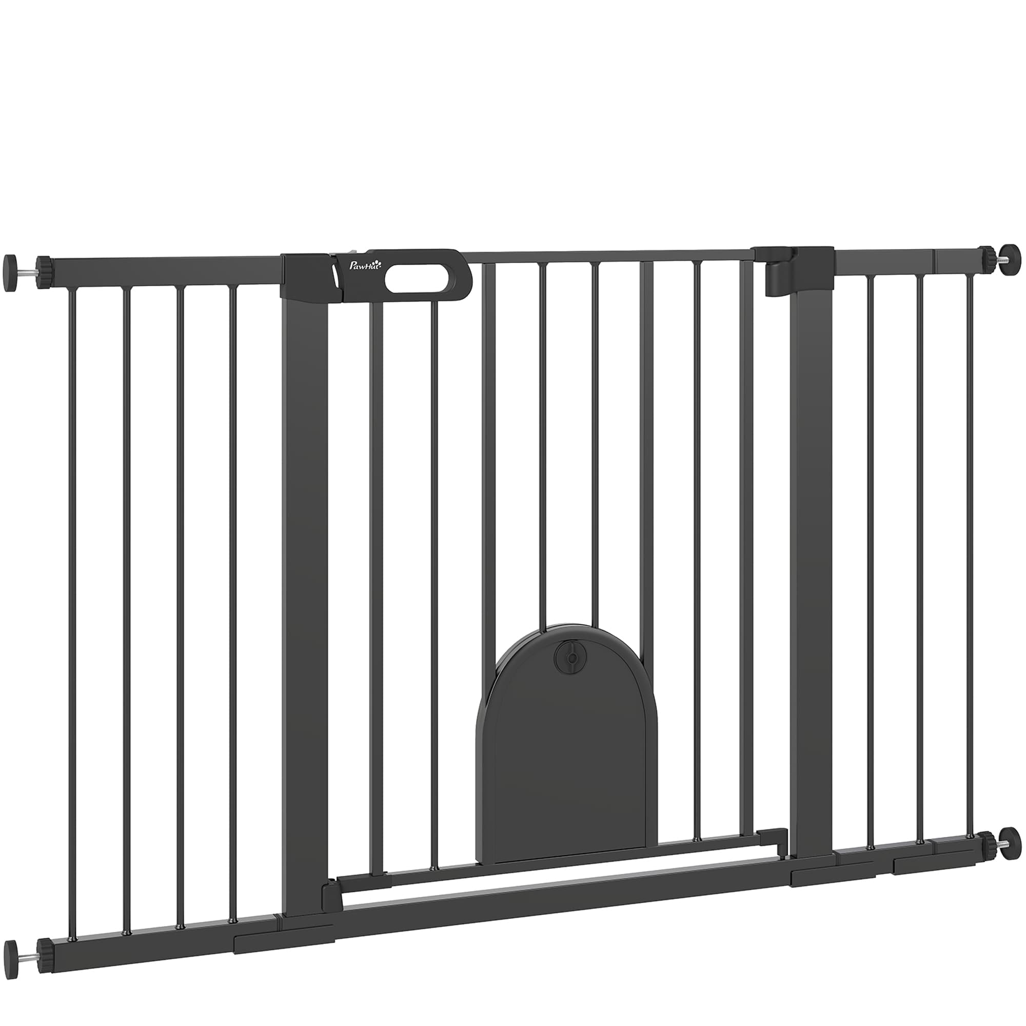Barrière de Sécurité PawHut 75–131 cm avec Petite Porte - 3 Rallonges, Noir