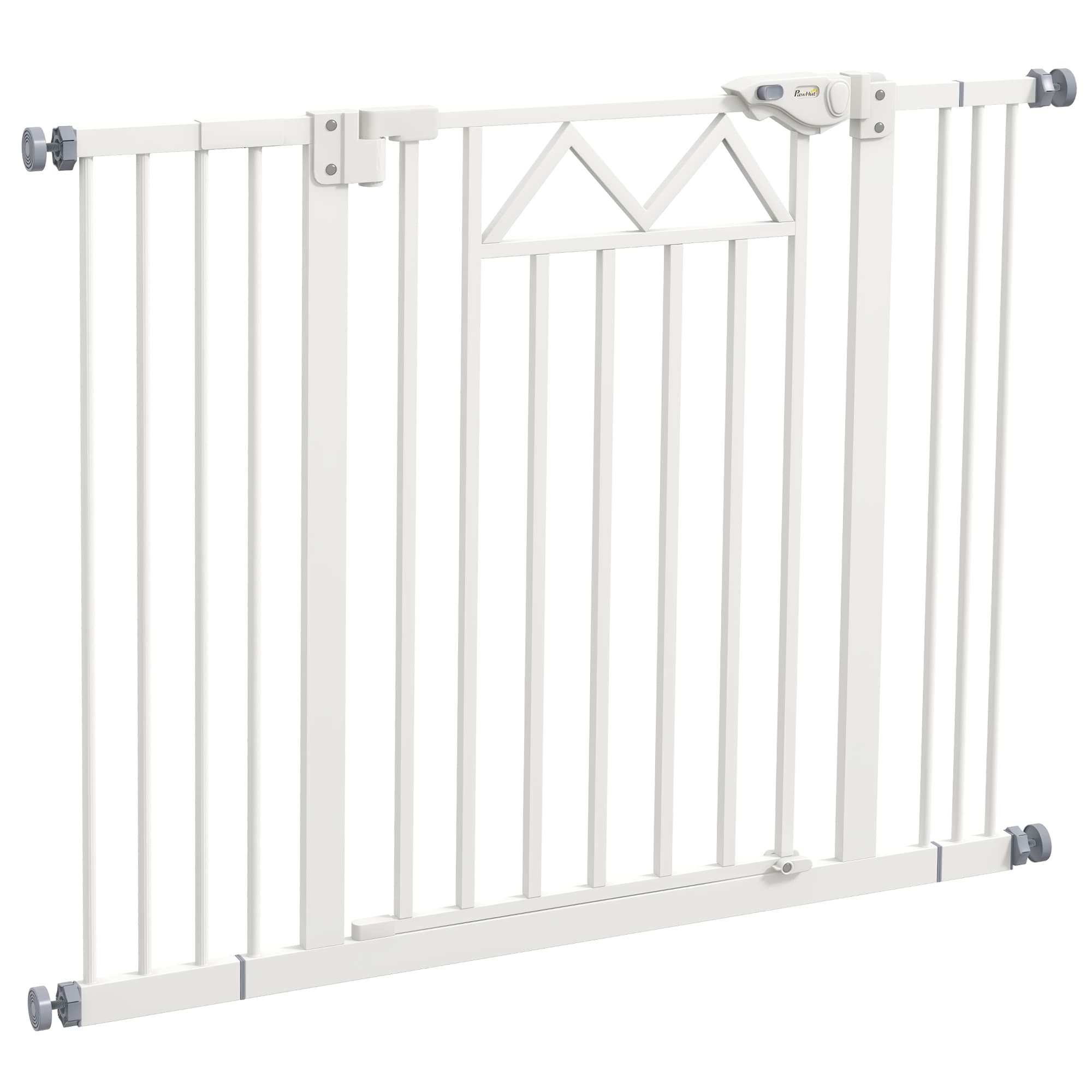 PawHut Barrière Extensible pour Chiens 74–100 × 76 cm — Fermeture Automatique & Double Verrouillage, Blanc