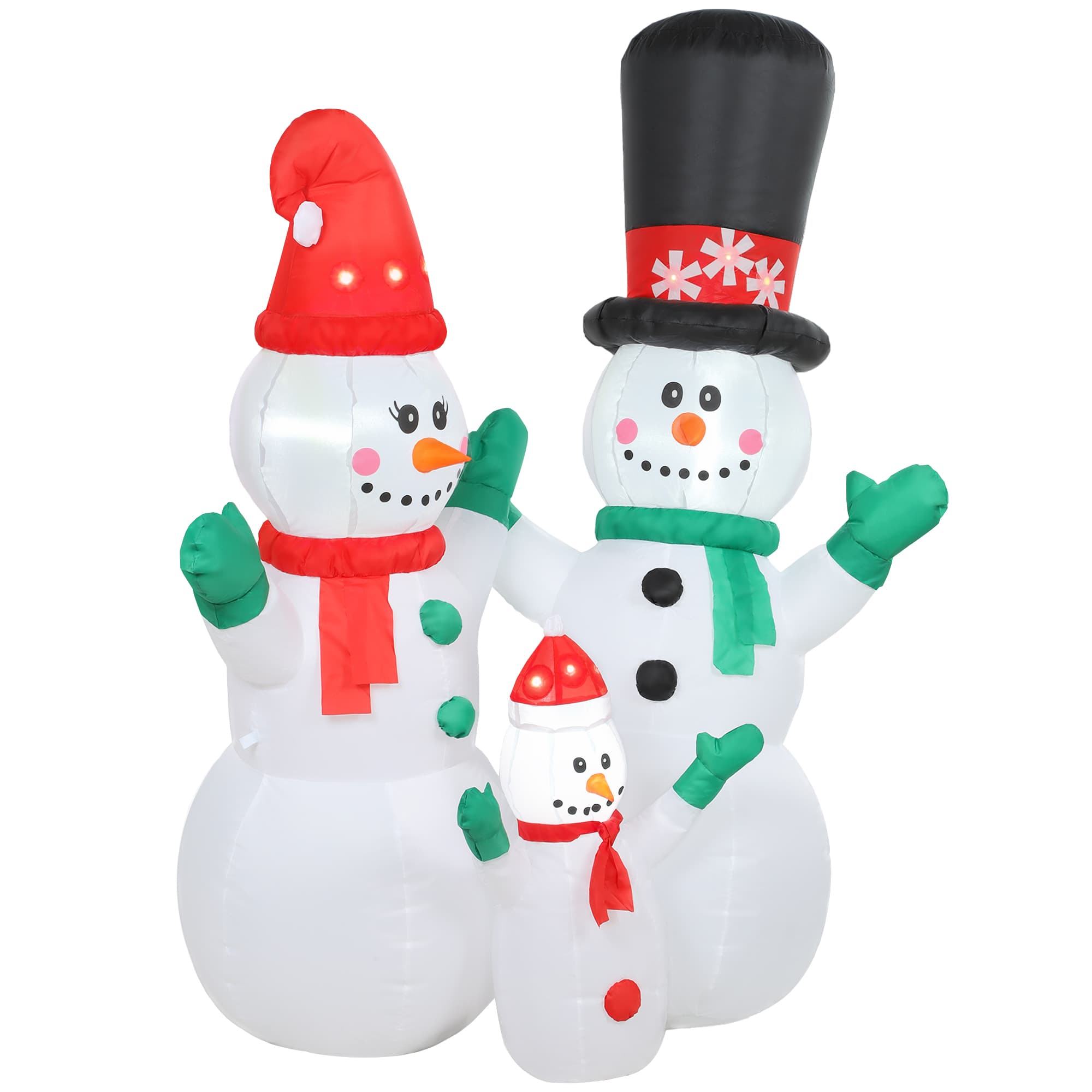 Outsunny Bonhomme de neige gonflable, déco de Noël 1,8 m avec éclairage LED pour intérieur et extérieur