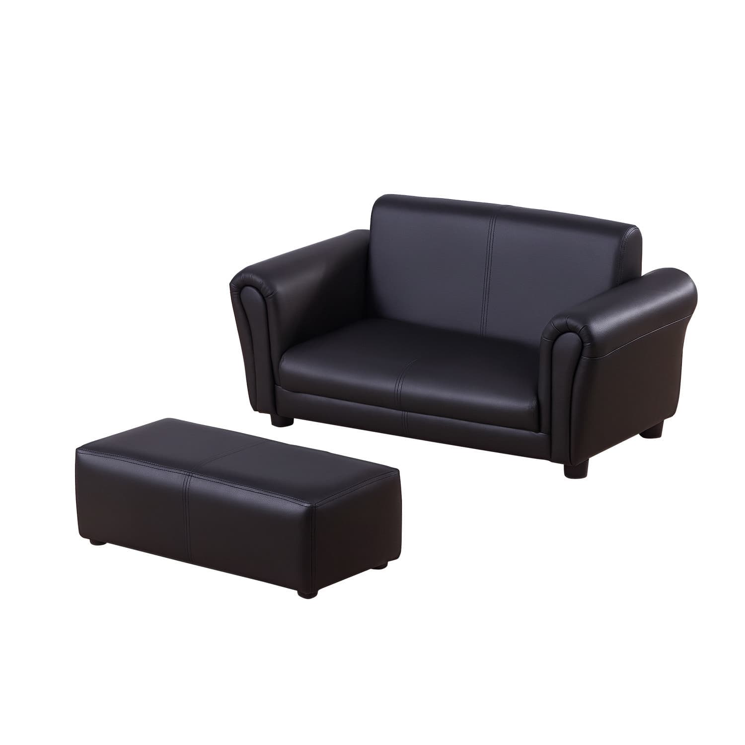 Homcom Canapé et pouf design contemporain pour enfants à partir de 3 ans noir aosom france