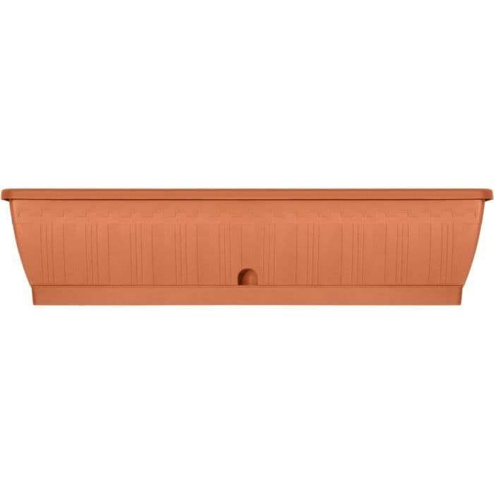 Jardiniere TERRAFLOR - Plastique - Terra - Rectangulaire - 80x19,5xH18cm - 100% recyclable - Garden ID
