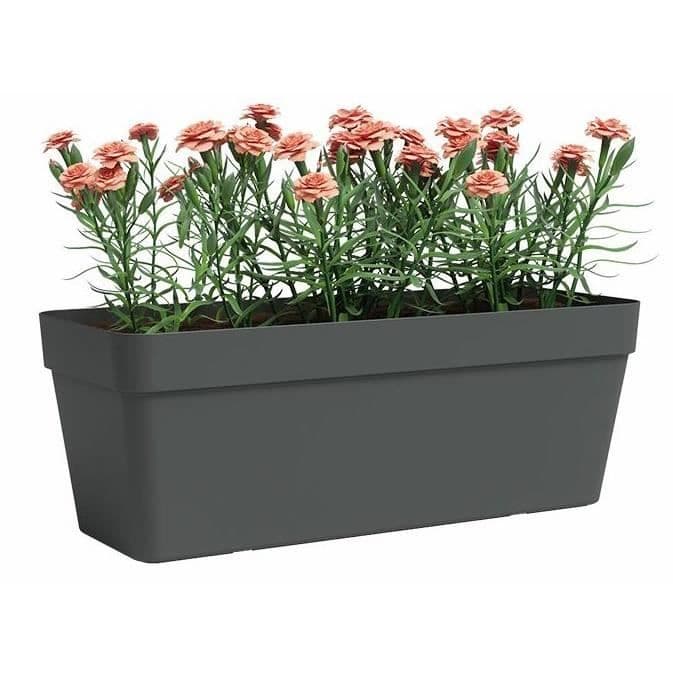 Jardiniere CAPRI - Plastique - Anthracite - Rectangulaire - L49,9 x P20 x H18,1cm - ARTEVASI