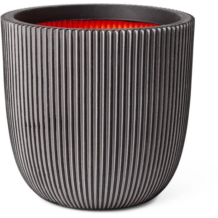 Pot de fleurs boule GROOVE NL - Plastique - Anthracite - 43x41 cm - CAPI EUROPE