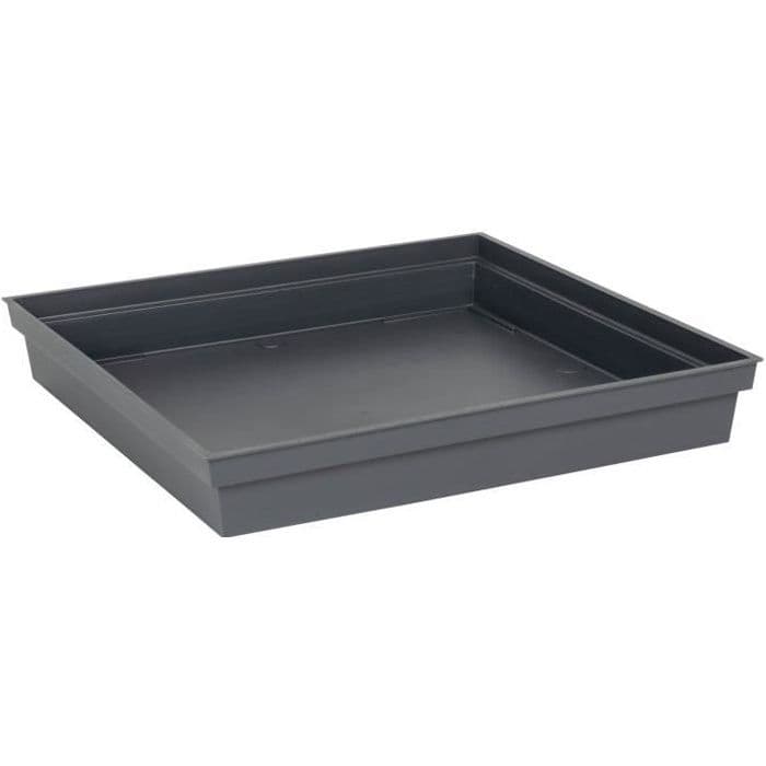 Soucoupe carrée - Toscane - EDA - Plastique - 40 cm - Intérieur / Extérieur - Gris Anthracite