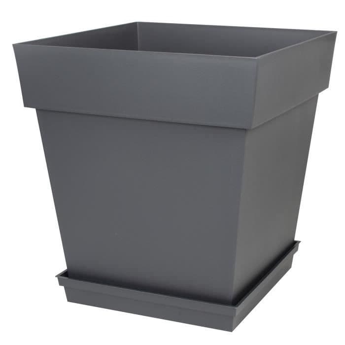 Soucoupe carrée - Toscane - EDA - Plastique - 40 cm - Intérieur / Extérieur - Gris Anthracite