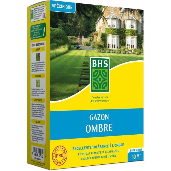 Semence de gazon - BHS - Gazon Ombre 1kg 40m2 Résistant a la faible luminosité et aux zones ombragées.