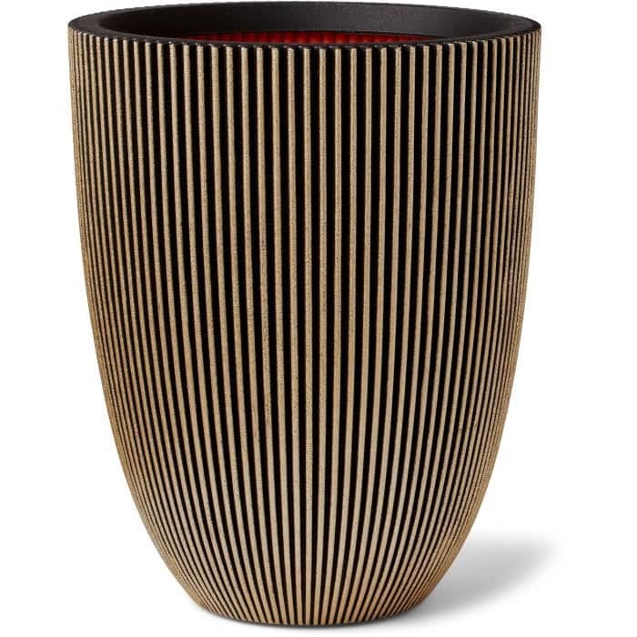 CAPI EUROPE Vase élégant GROOVE - 34x46 cm - Noir et doré - Résistant aux intempéries