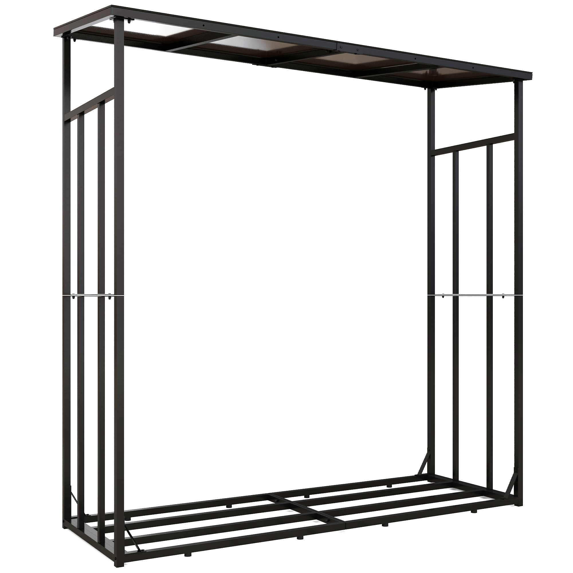 Outsunny Abri-bûches range-bûche extérieur charge maximale 2000 kg avec housse de protection imperméable 185 x 62 x 184 cm noir