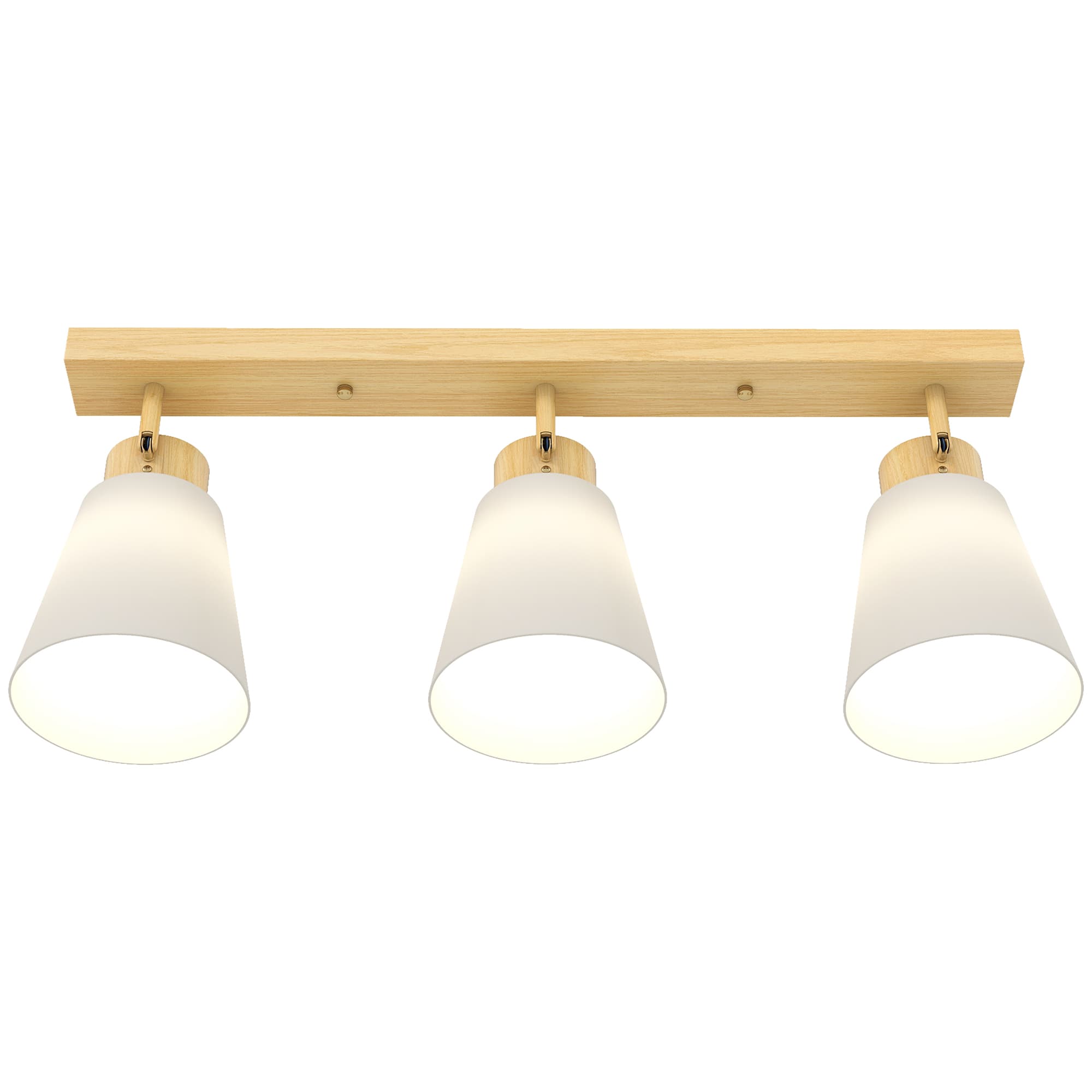 HOMCOM Plafonnier avec 3 Points Lumineux Réglables à 90° et Douilles E27, Couleur Bois