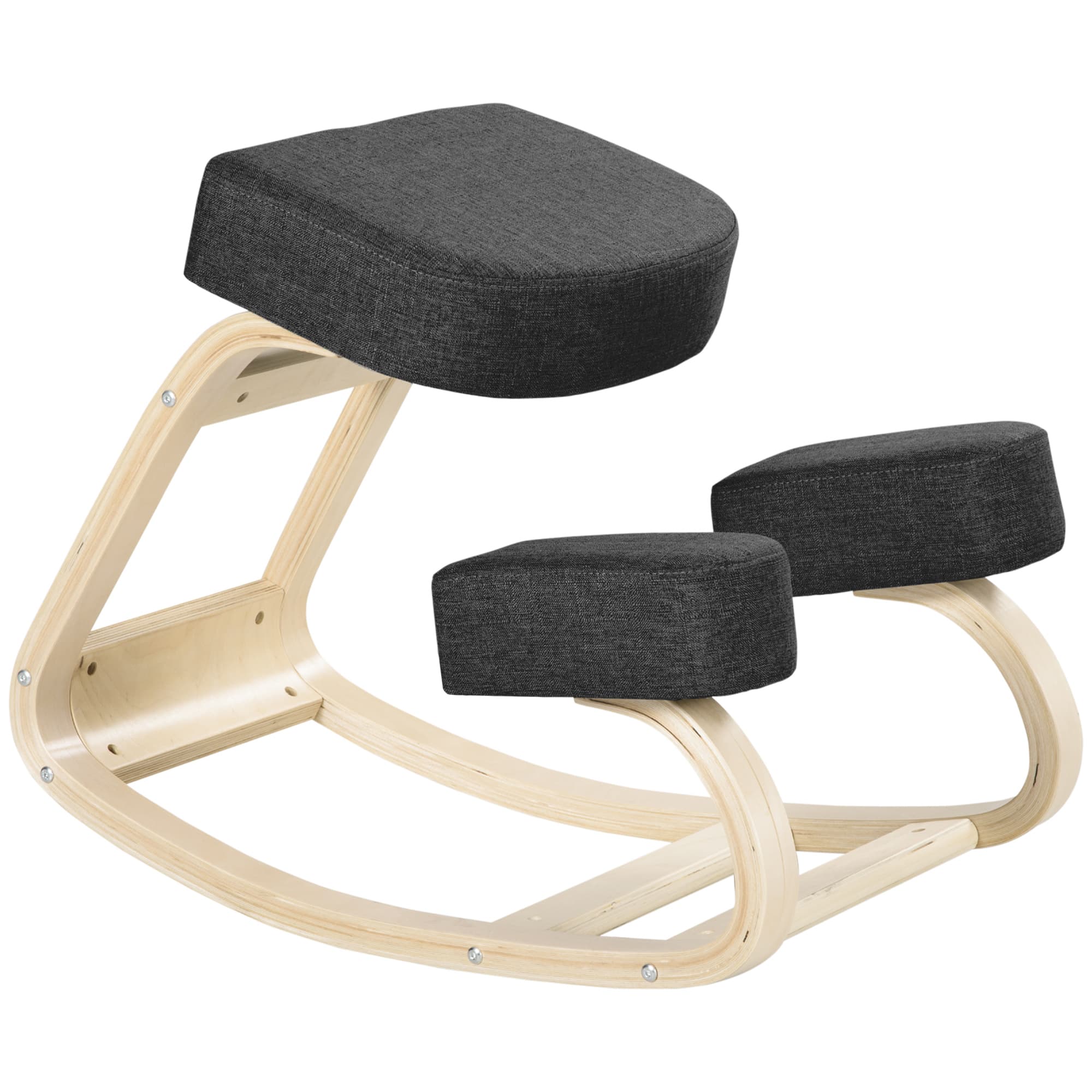 Vinsetto Siège assis-genoux ergonomique chaise à genoux coussin confortable à bascule en tissu et bois