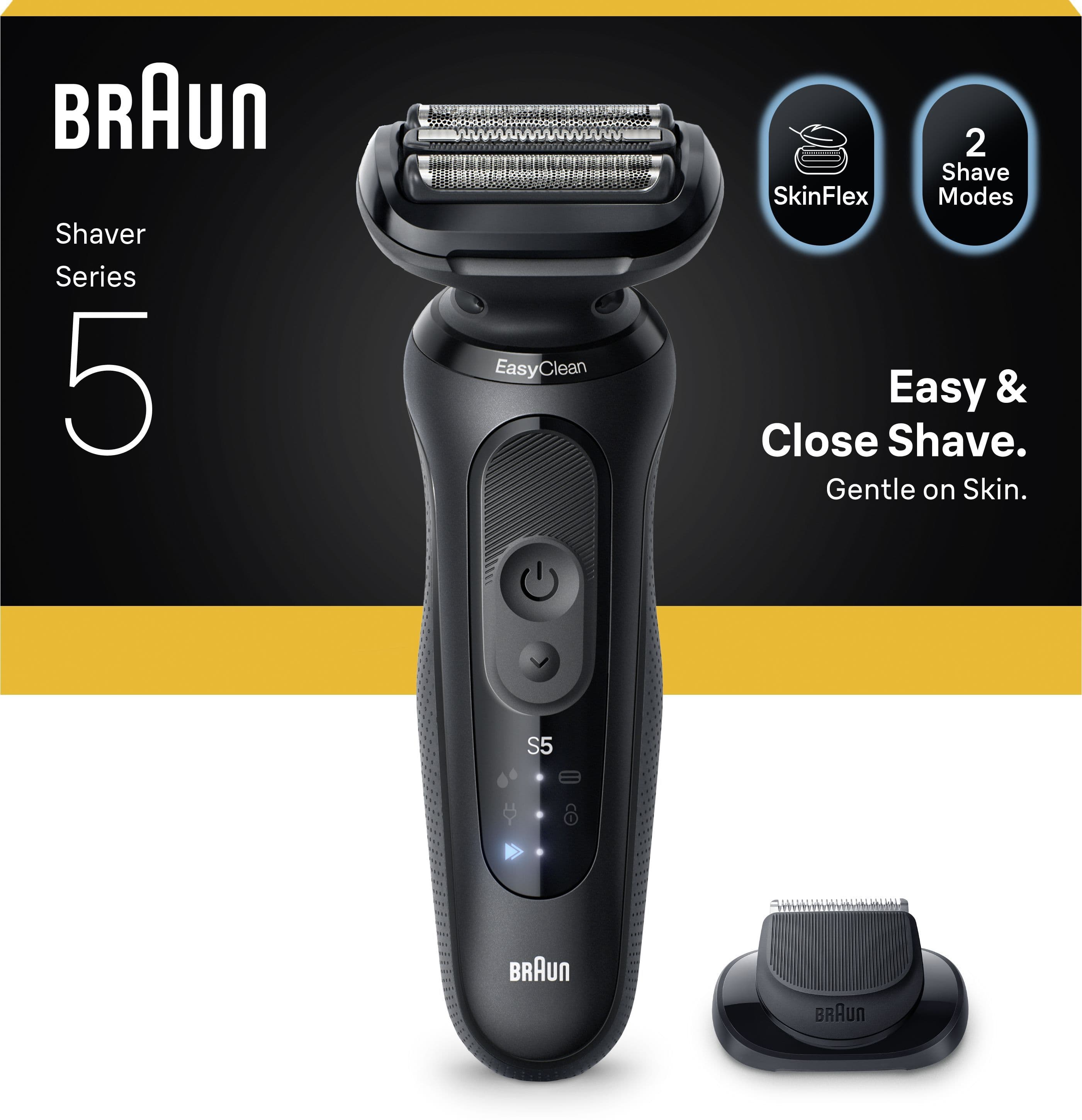 Rasoir électrique BRAUN Series 5 - Noir - Autonomie 50 minutes - Charge rapide 5 minutes