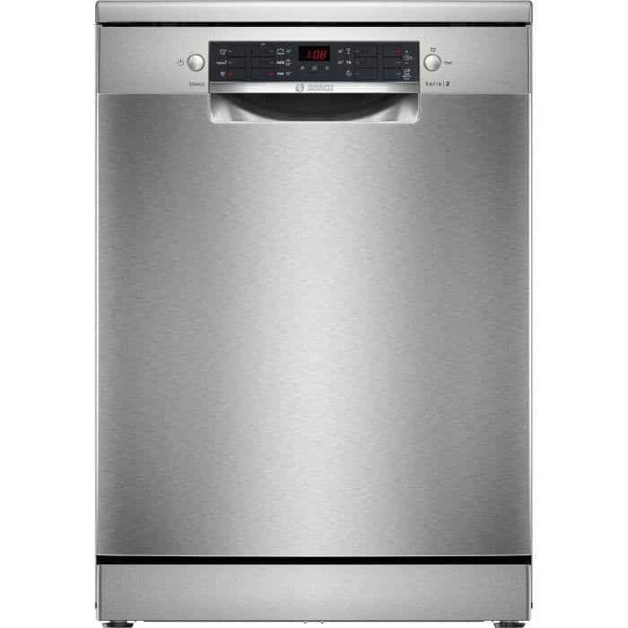 Lave-vaisselle pose libre BOSCH SMS26AI01F SER2 - 12 couverts - Induction - L60cm - 48 dB - Acier brossé anti-traces