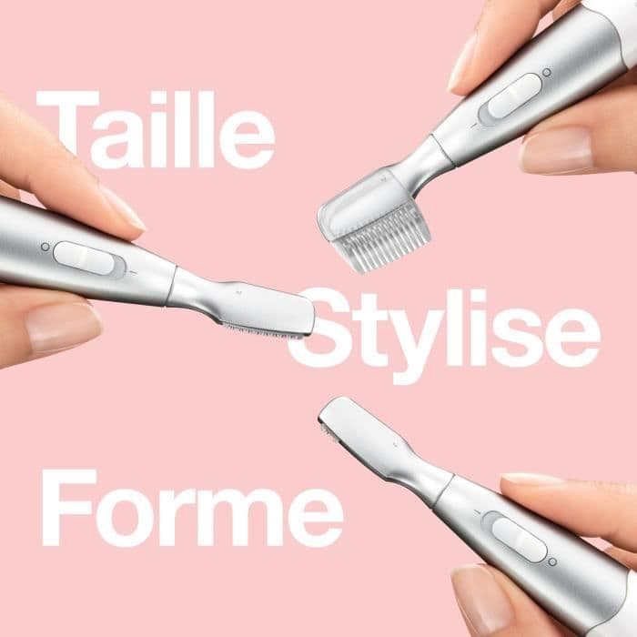 Mini-tondeuse de précision - BRAUN - FG1106 Sourcils- 1 vitesse - Pile - Gris / Blanc