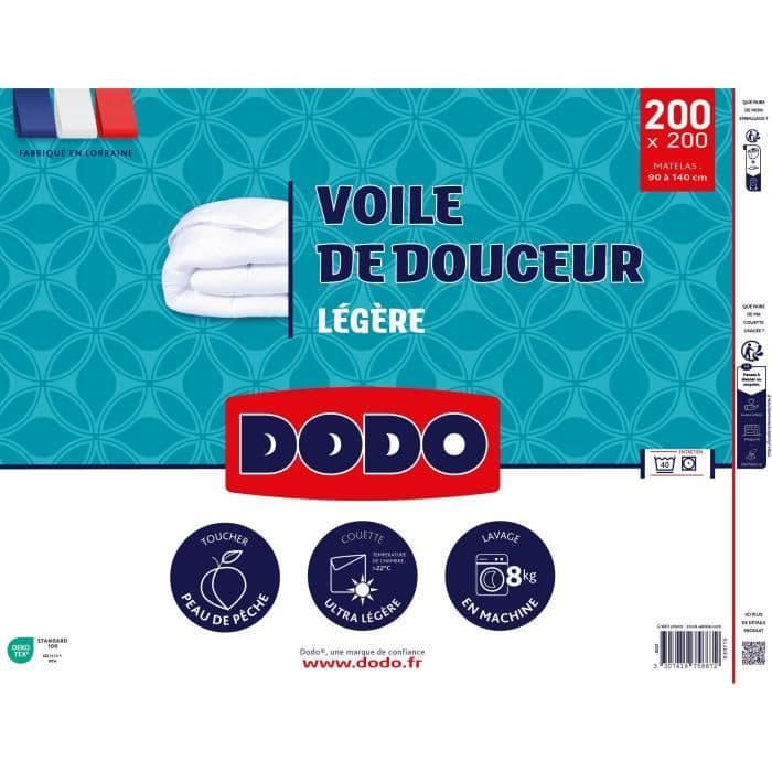 DODO - Couette ultra légere 100 g/m2 - VOILE DE DOUCEUR - 200 x 200 cm - Blanc