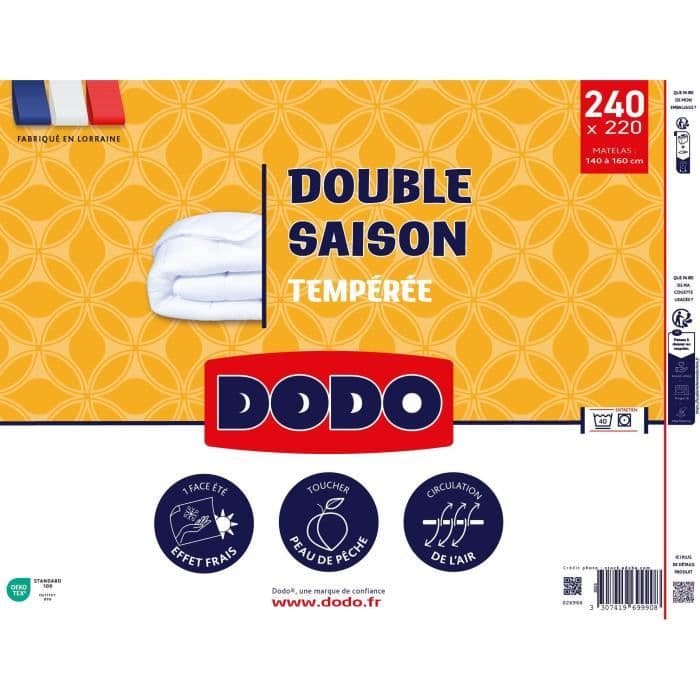 Couette Tempérée DODO - Double Saisons 300 gr/m2 - 220 x 240 cm - Blanc