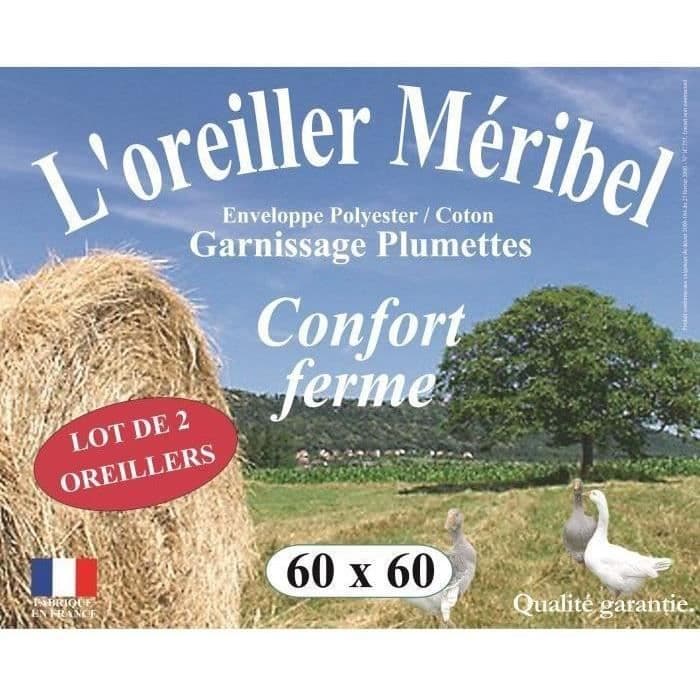 Lot de 2 Oreillers DODO - Méribel Plumettes - 60 x 60 cm - Blanc