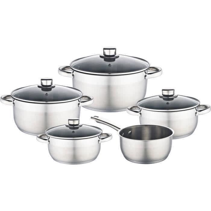 Batterie de cuisine - BAUMALU - 341979 - Inox - 9 pieces - Tous feux dont induction