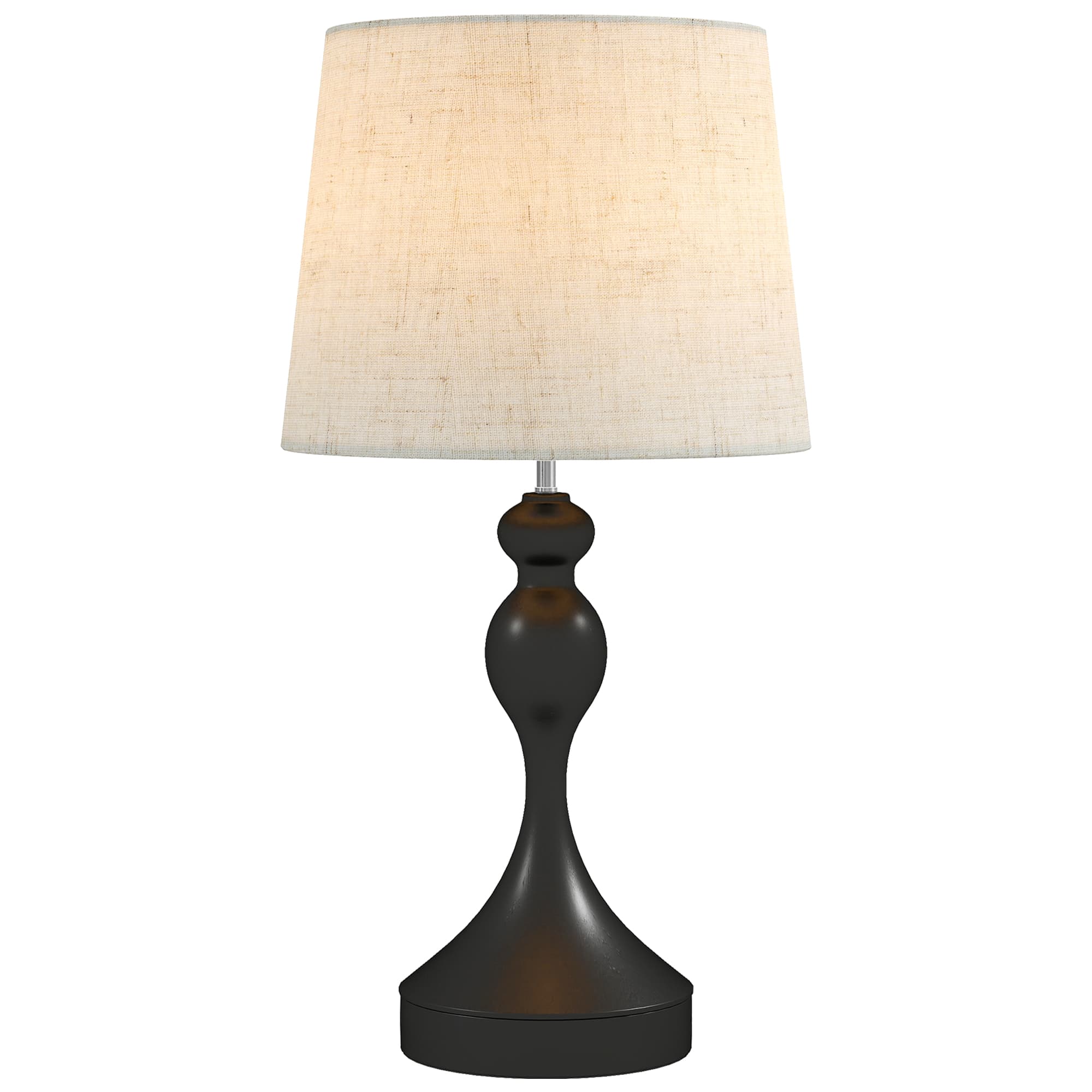 HOMCOM Lampe de table LED 3 températures avec USB-A+C, abat‐jour lin – Noir
