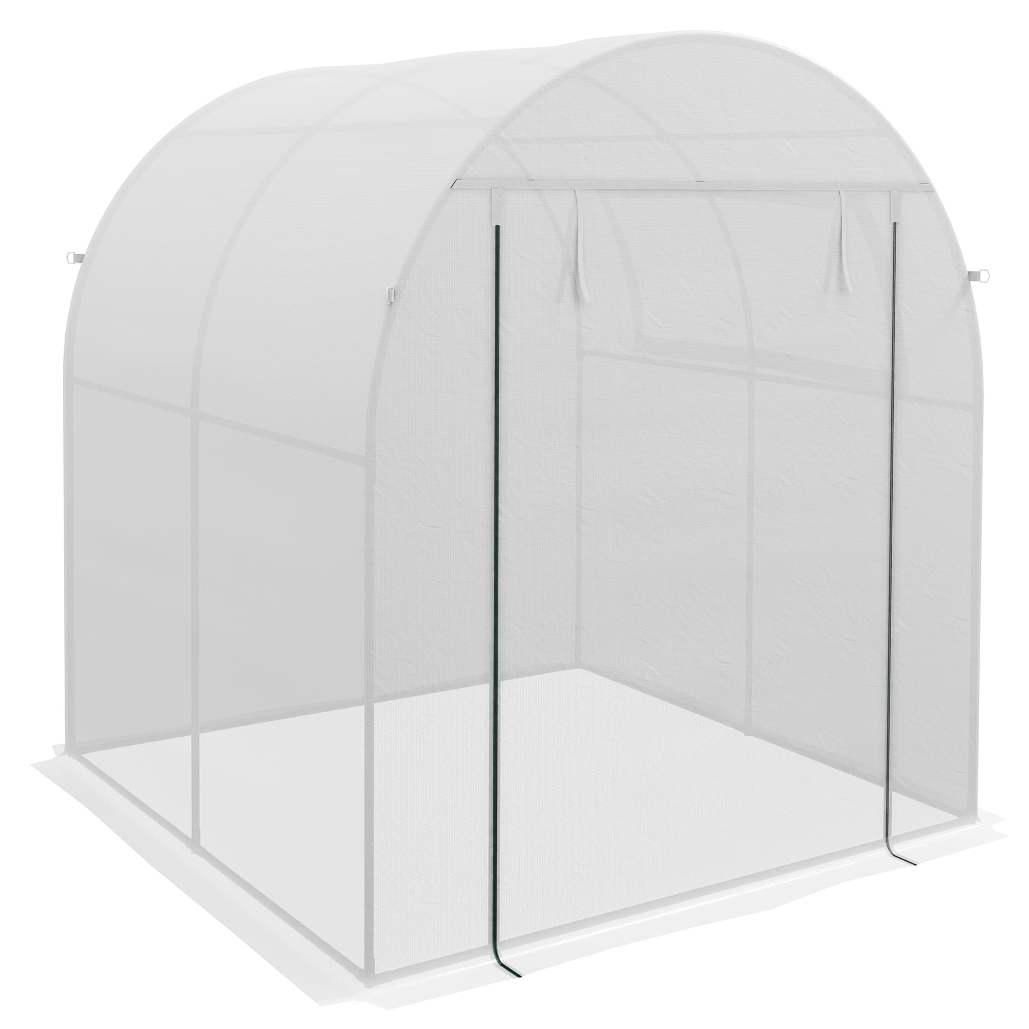 Serre portable Outsunny - Cadre acier & housse plastique 1,8 x 1,8 x 2 m - Blanc