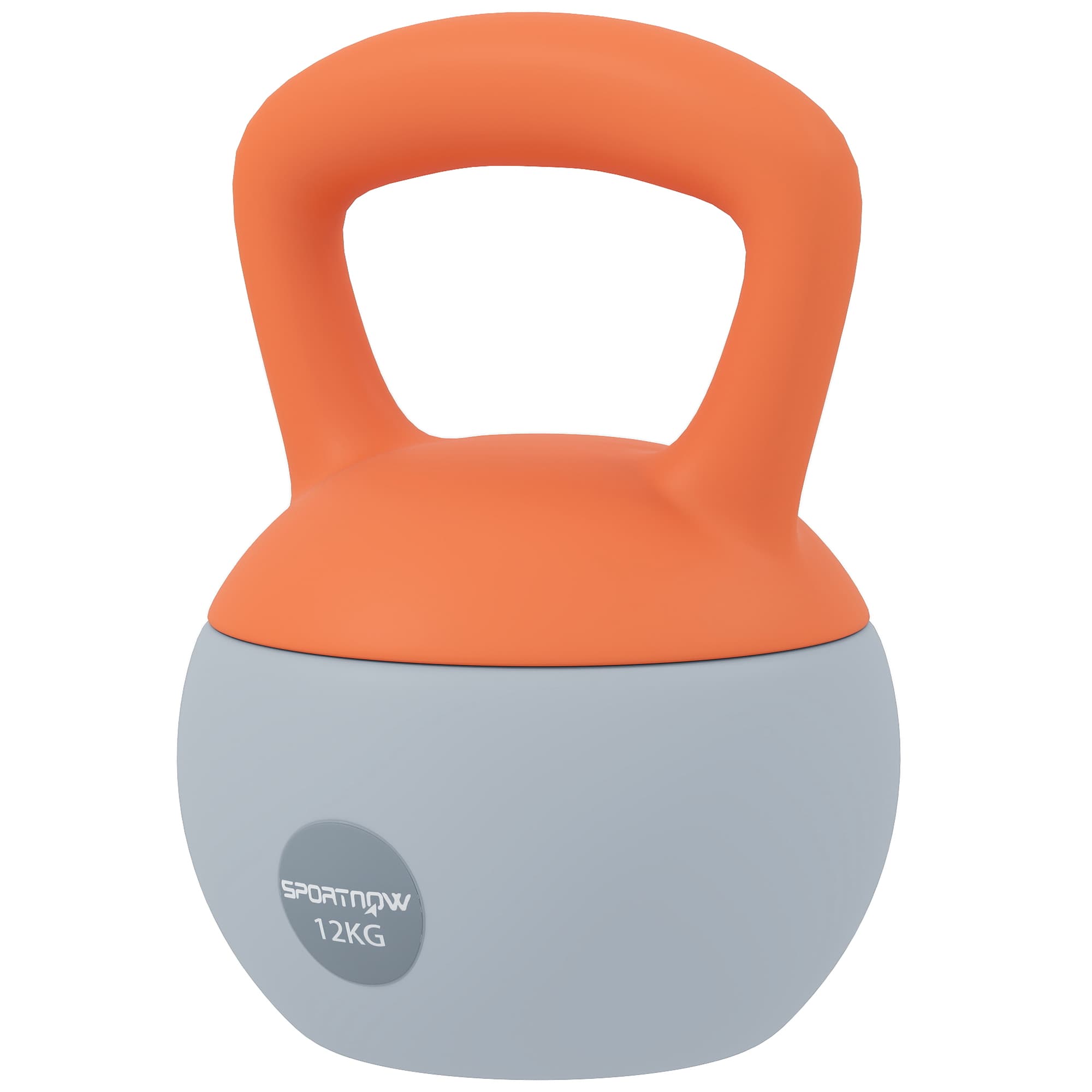 SPORTNOW Kettlebell 12 kg remplie de sable métallique Poignée antidérapante pour la maison 21x21x30 cm Orange et Gris