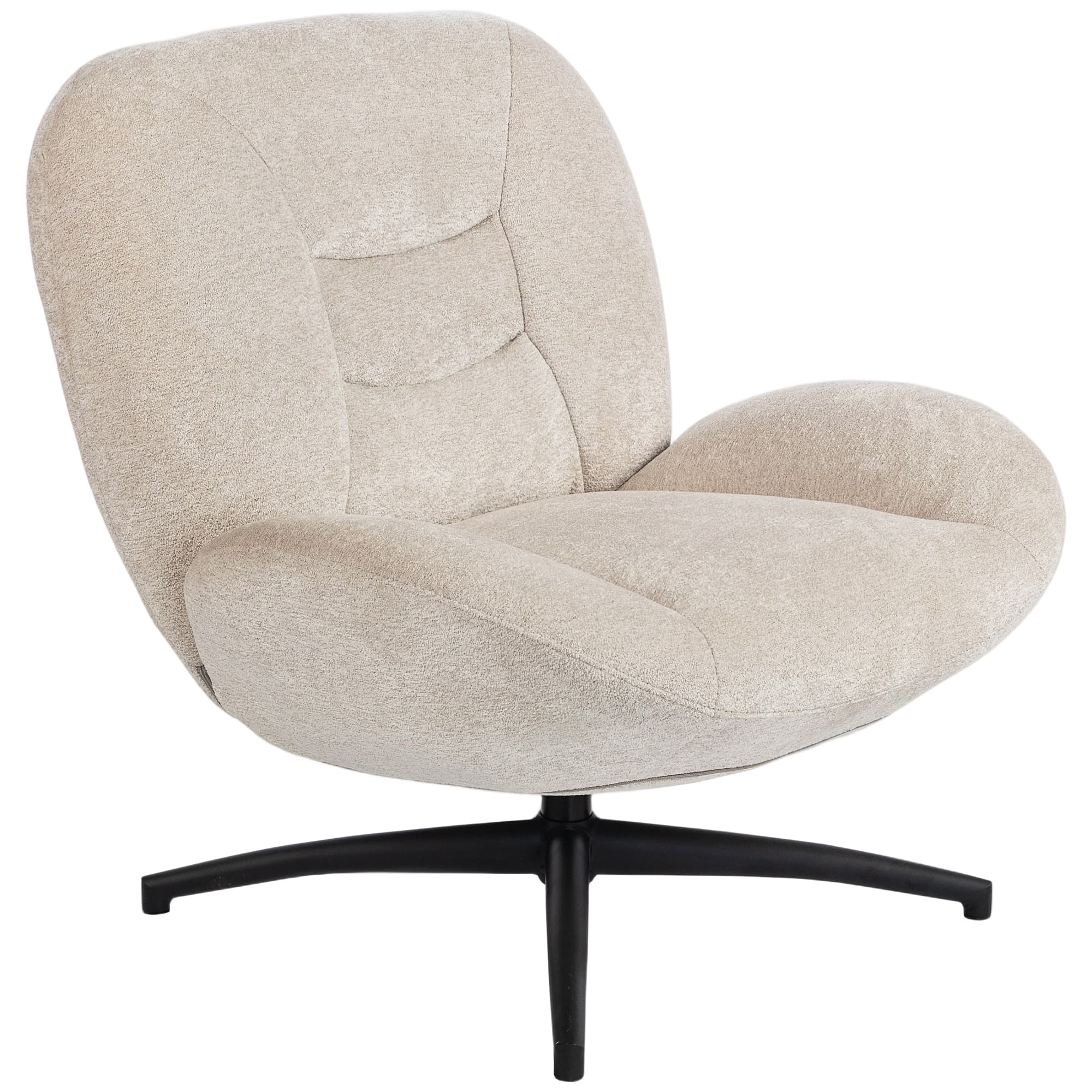 HOMCOM Fauteuil rembourré pivotant, fauteuil d'appoint avec rembourrage en ouate PP, revêtement en tissu, base en acier, Blanc crème