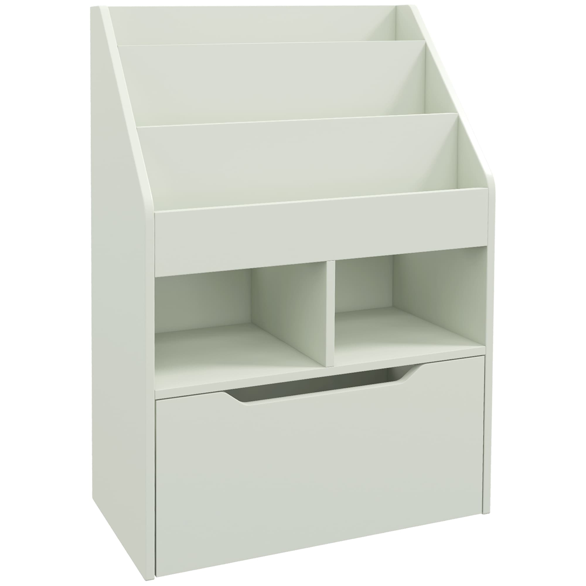 HOMCOM Bibliothèque étagère Multi-Rangement 3 étagères 2 niches Grand tiroir en bois Vert clair