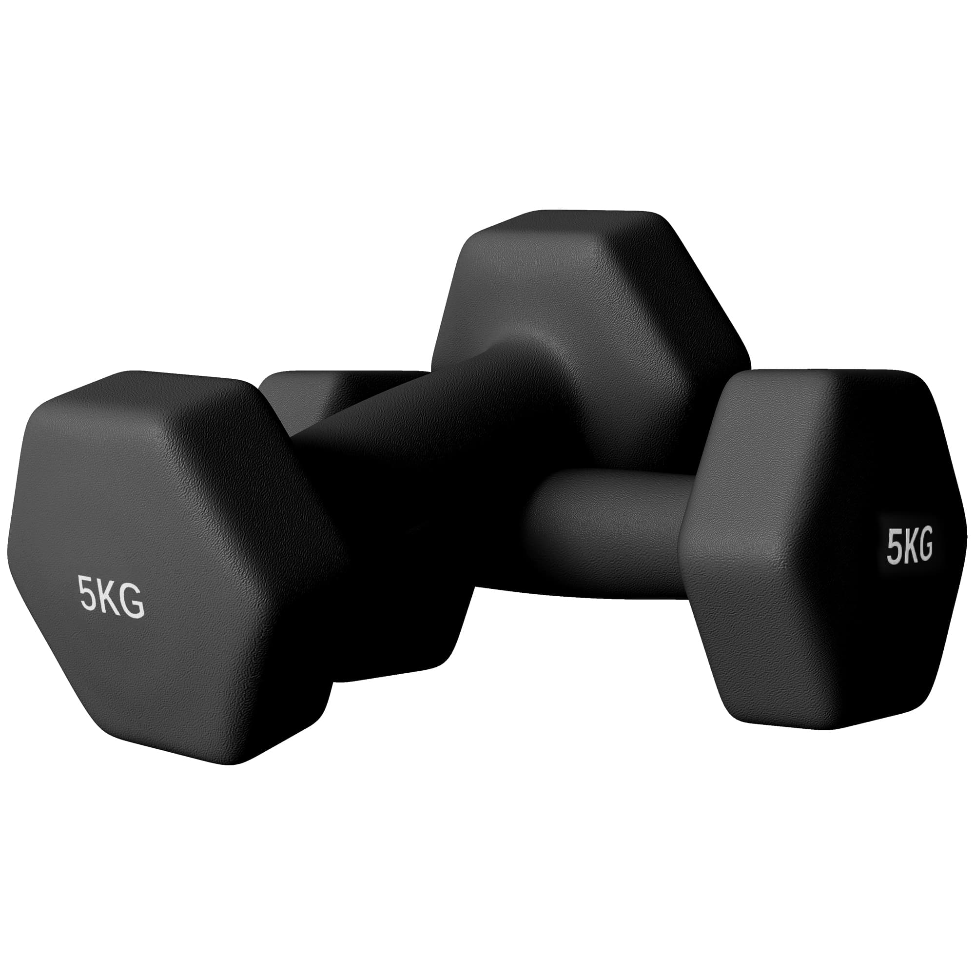SPORTNOW Lot de 2 haltères hexagonales avec poignée antidérapante pour l'entraînement à la maison, 2 x 5kg, noir