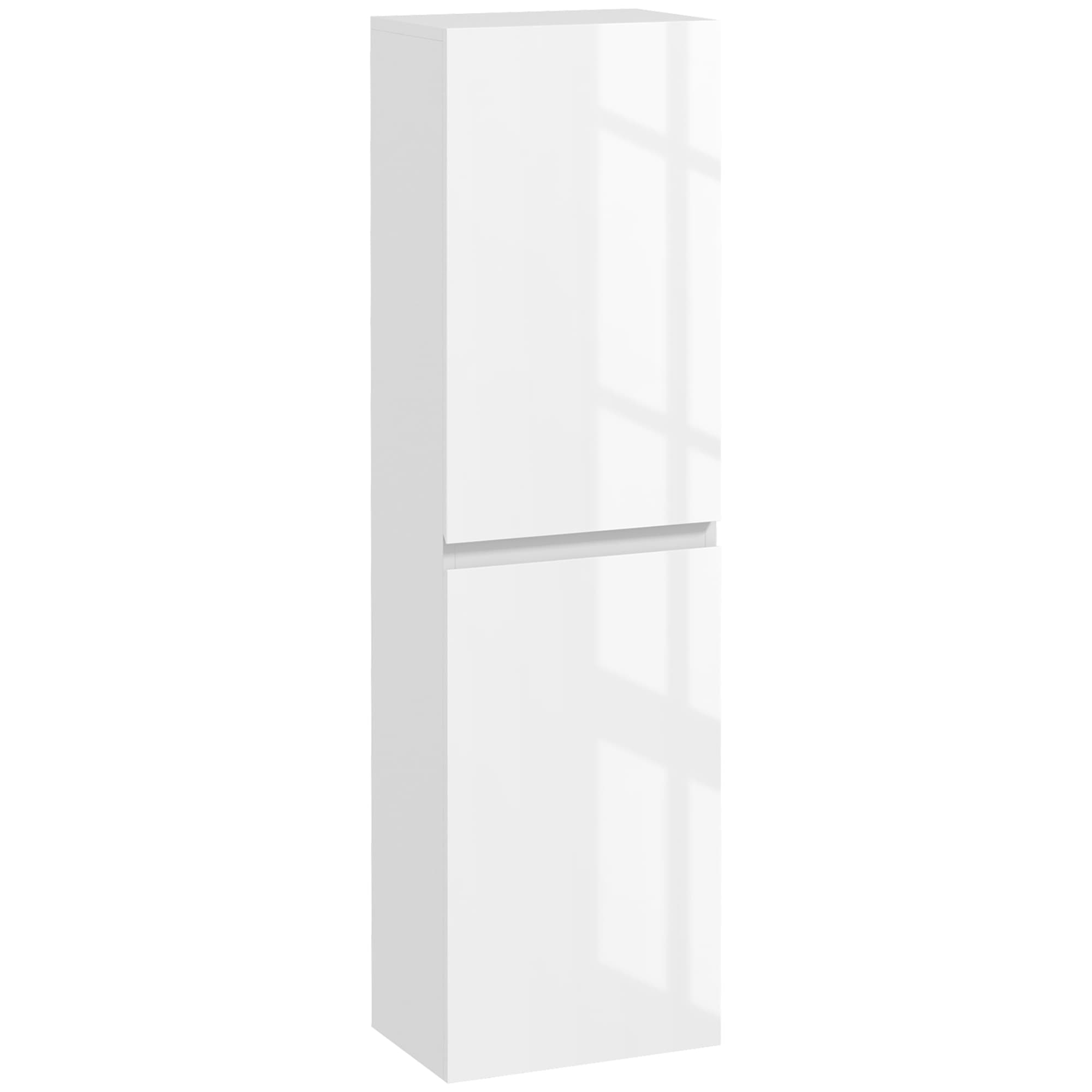 kleankin Meuble colonne rangement salle de bain style contemporain 2 placards étagères réglables 35 x 25 x 120 cm blanc laqué