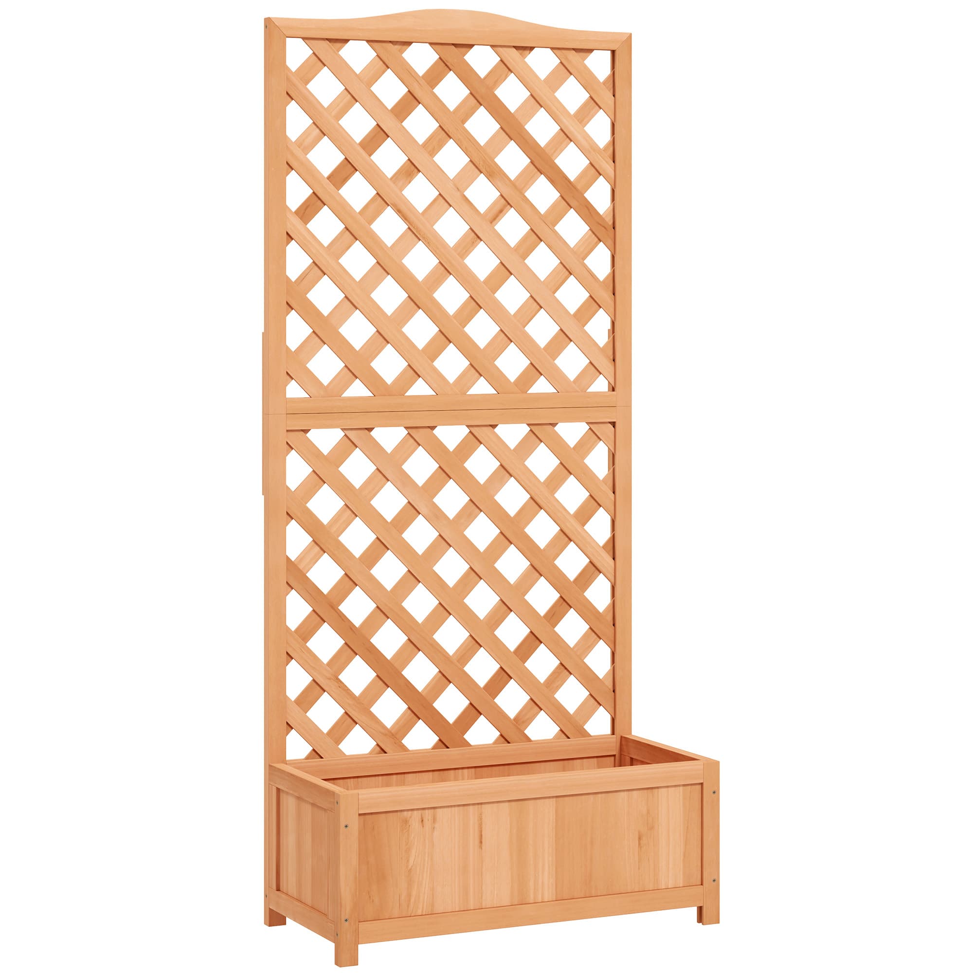 Outsunny Jardinière avec treillis bac à fleurs avec treillis fond à lattes bois massif 76 x 36 x 170 cm marron