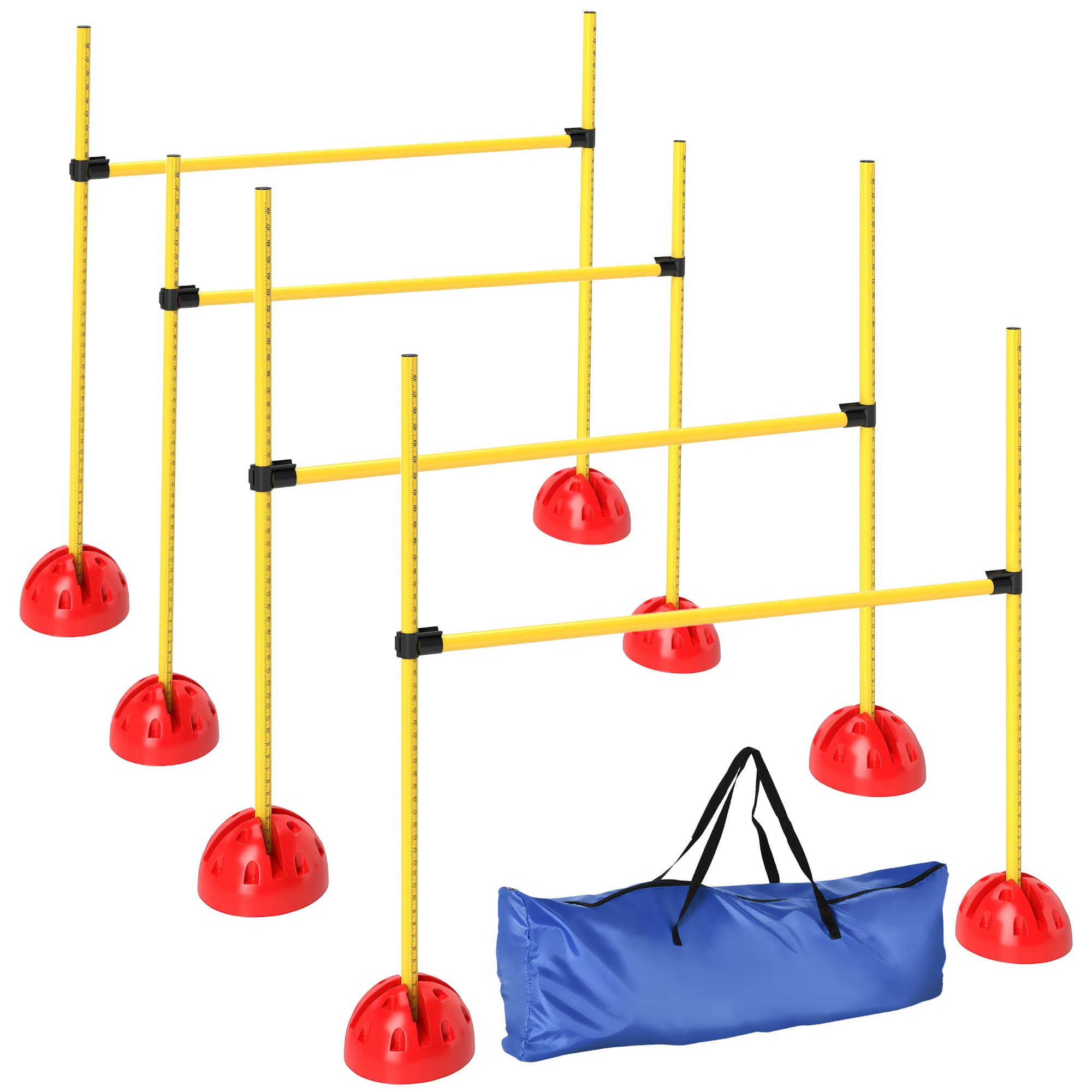 PawHut Kit d'équipement d'agilité pour chien avec 4 haies de saut réglables en hauteur, sac de transport, jaune et orange