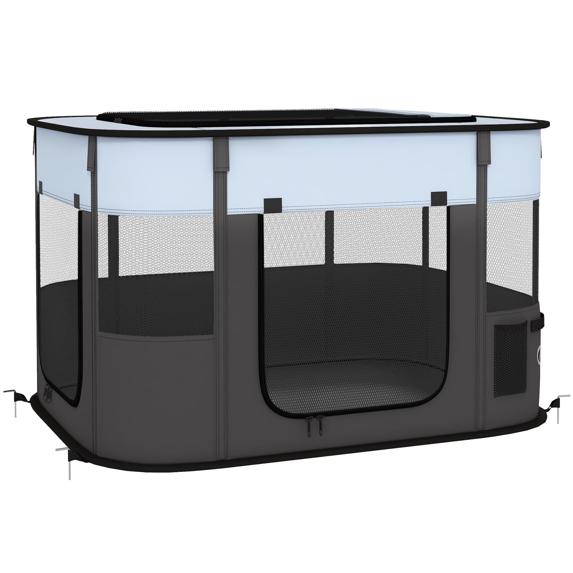 PawHut Parc enclos pliable pour chien chat petits animaux en tissu Oxford avec rangement 94 x 74 x 60 cm gris et noir