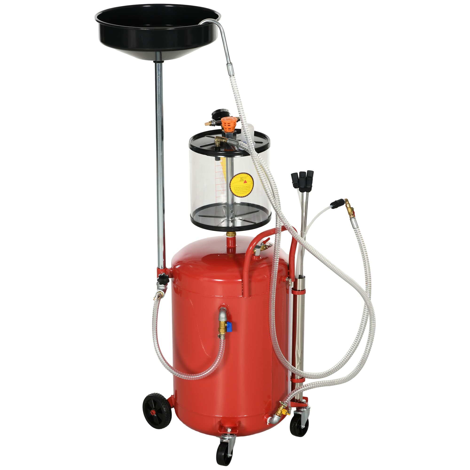 DURHAND Récupérateur d'Huile Vidange 2-en-1 Portable Hauteur Réglable Vidangeur Pneumatique 80L Atelier Mécanique Aosom France