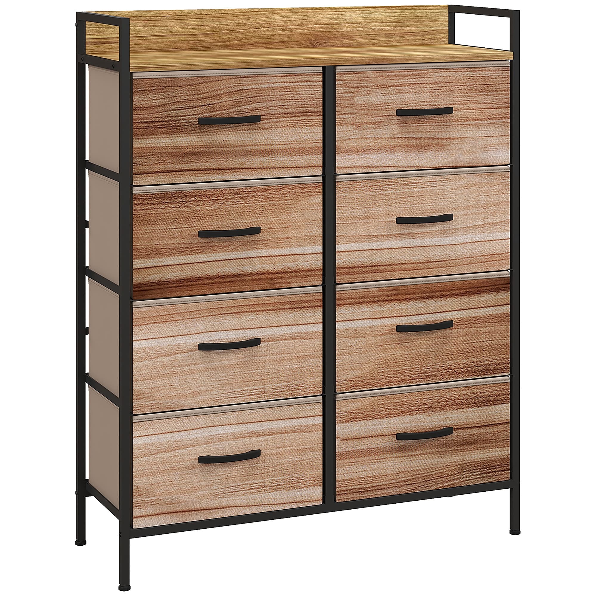 HOMCOM Meuble de Rangement commode 8 tiroirs en tissu amovibles, étagère supérieure et cadre acier 79L x 29l x 101H cm