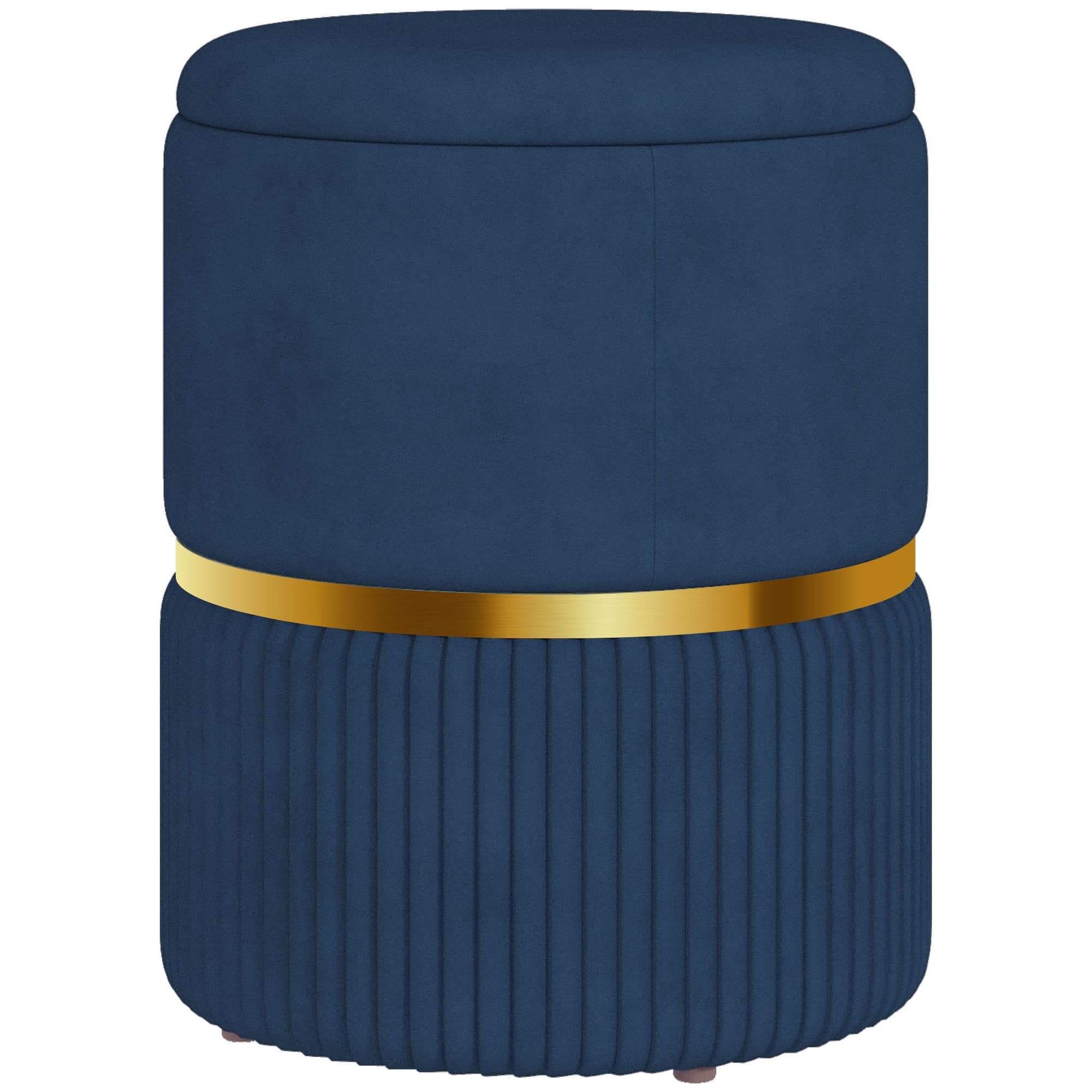 HOMCOM Pouf tabouret repose-pied coffre de rangement en velours côtelé 36 x 36 x 44 cm pour salon chambre bleu
