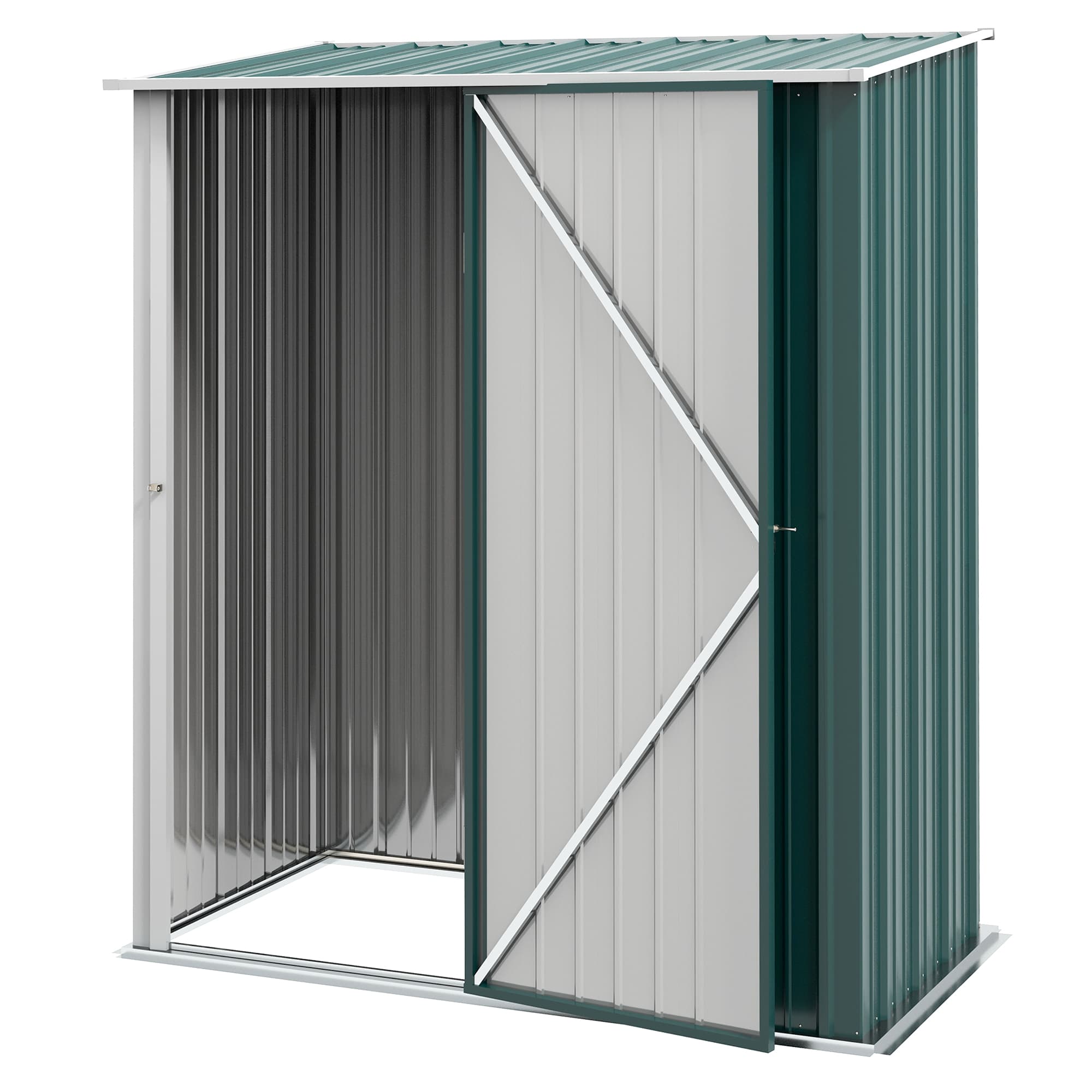 Outsunny Abri de Jardin en Acier Porte-outils avec Loquet, 161.5x94.5x196cm, Vert
