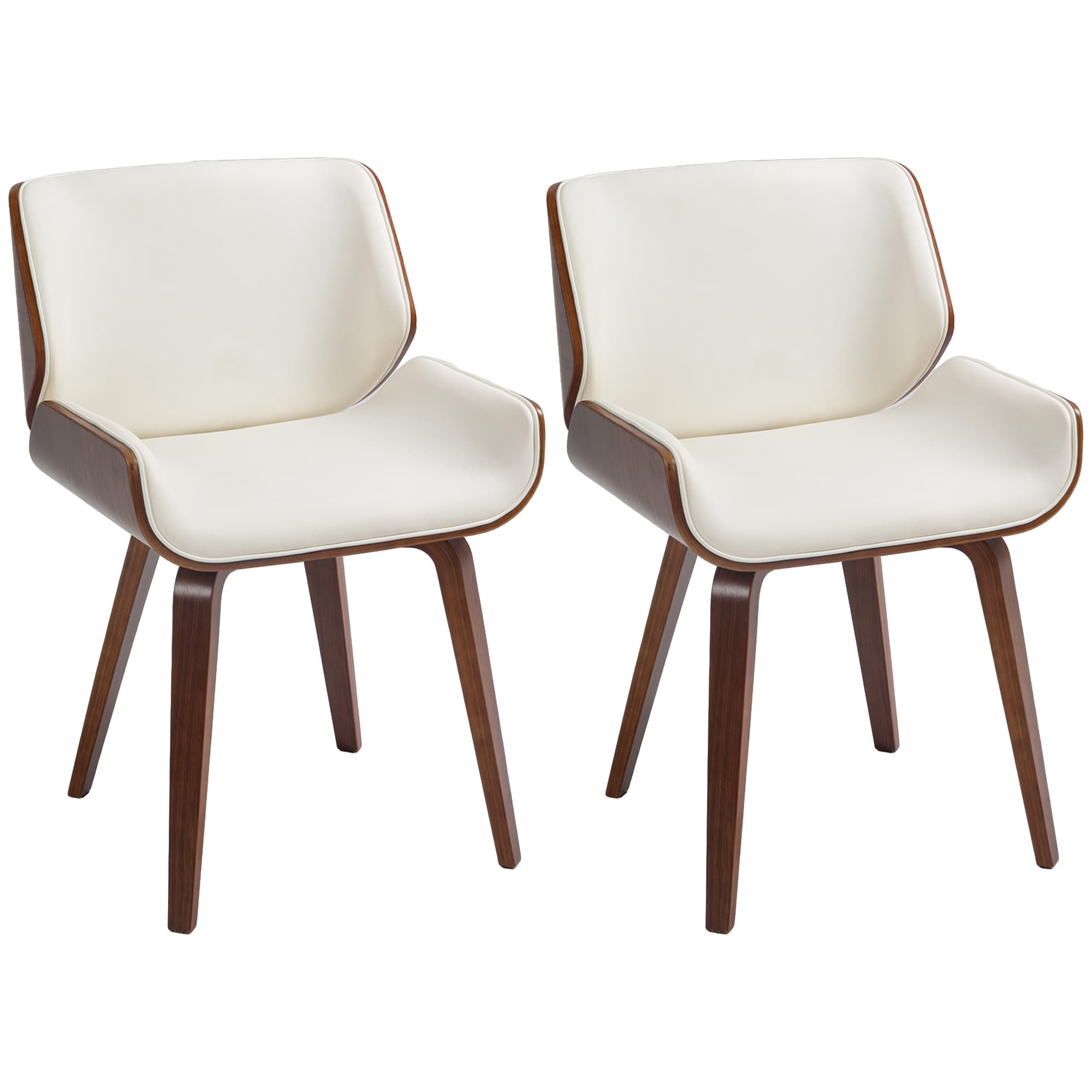 HOMCOM Lot de 2 chaises de salle à manger style vintage assise revêtement synthétique 51,5 x 53 x 79,5 cm blanc marron