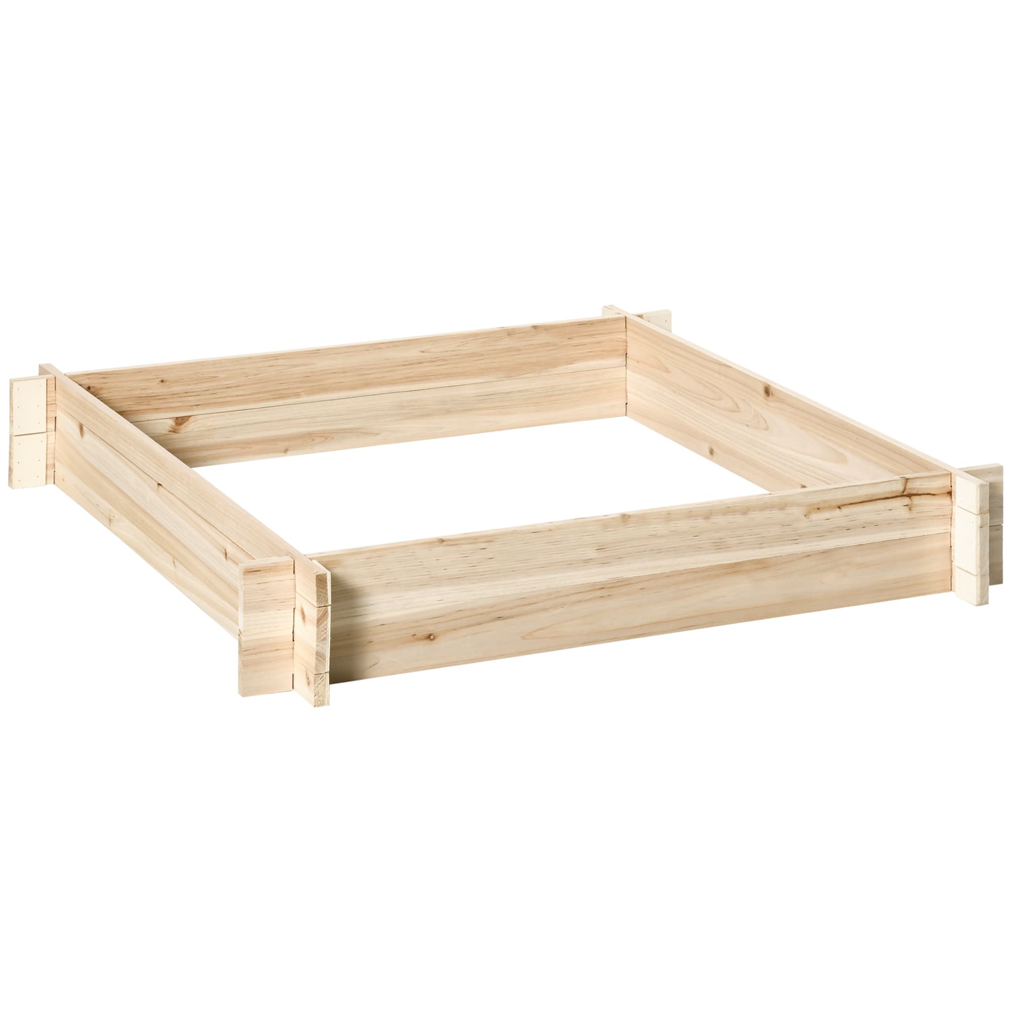 Outsunny Jardinière en bois carré potager de jardin sans fond facile à assembler 100 x 100 x 16 cm en bois massif bois naturel